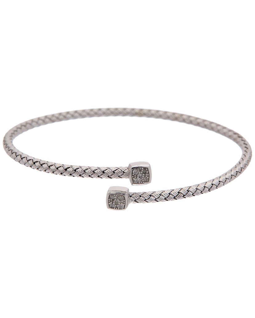 Meshmerise Sterling Silver with 18KT Vermeil Diamond Bangle
