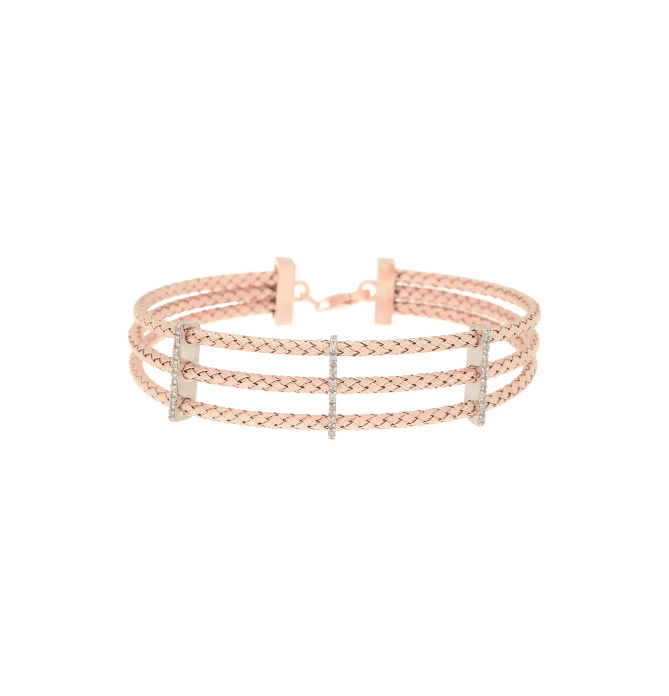 Meshmerise Sterling Silver with 18KT Vermeil Diamond Bangle