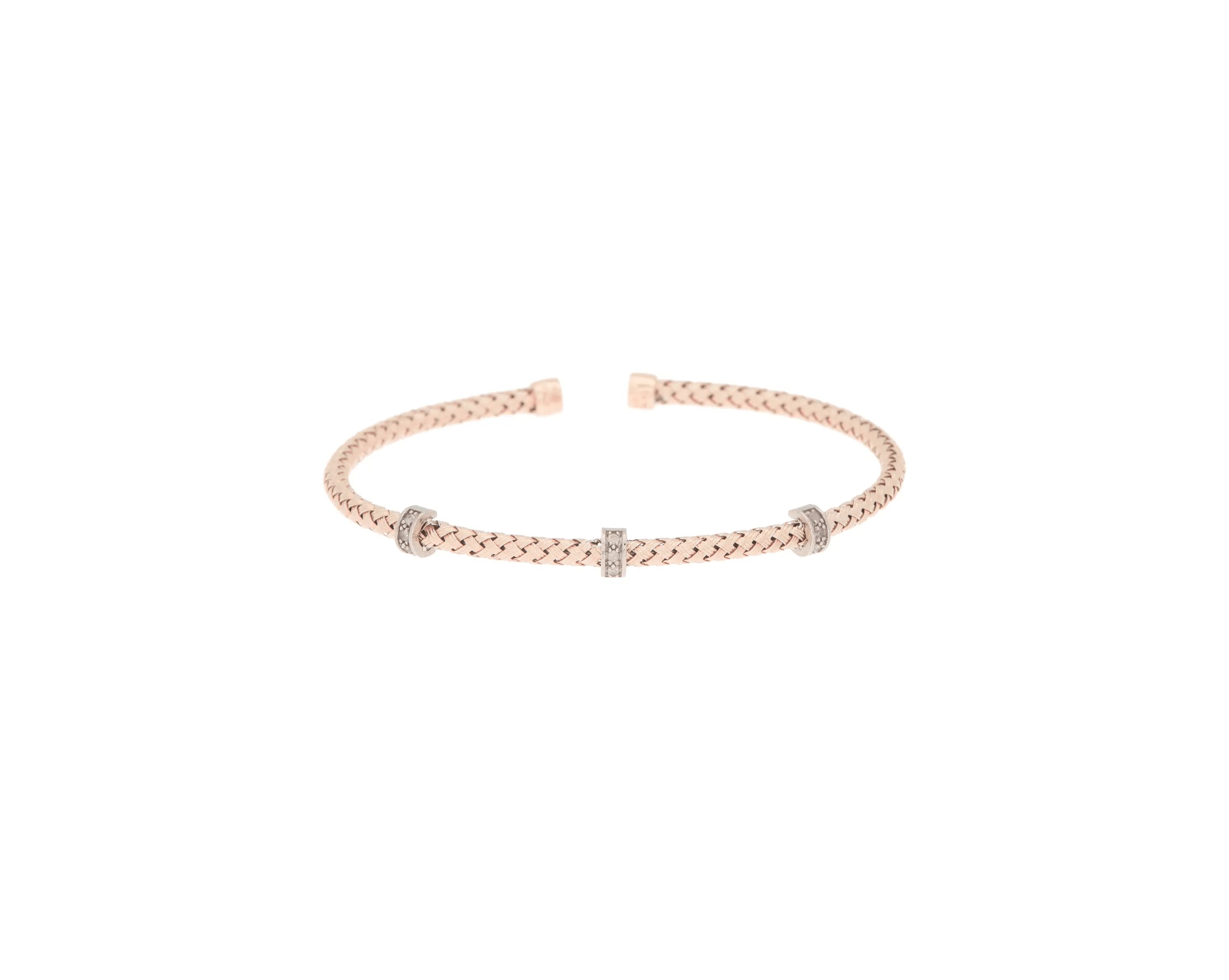 Meshmerise Sterling Silver with 18KT Vermeil Diamond Bangle