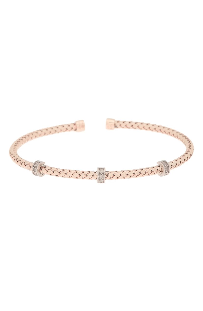 Meshmerise Sterling Silver with 18KT Vermeil Diamond Bangle