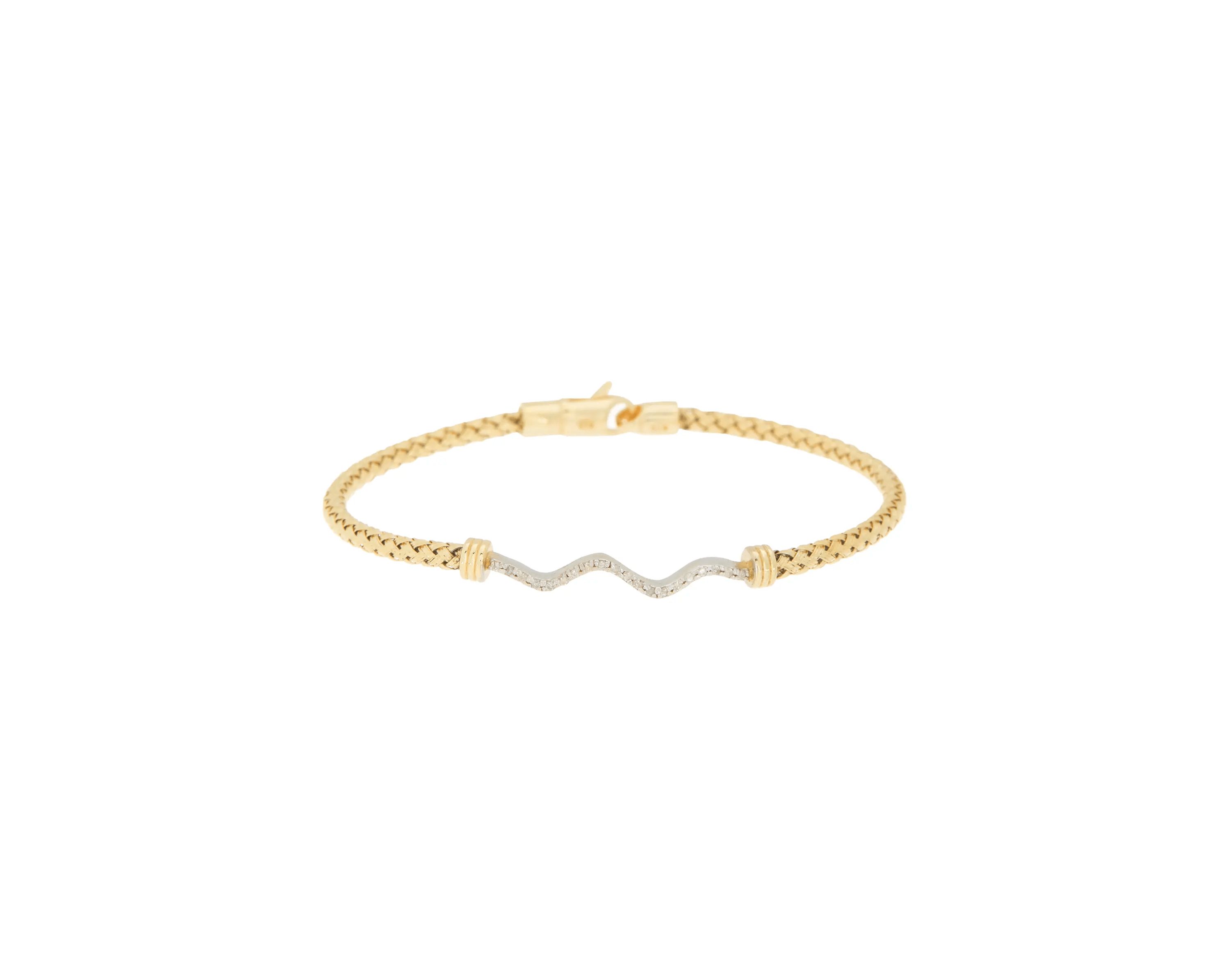 Meshmerise Sterling Silver with 18KT Vermeil Diamond Bangle