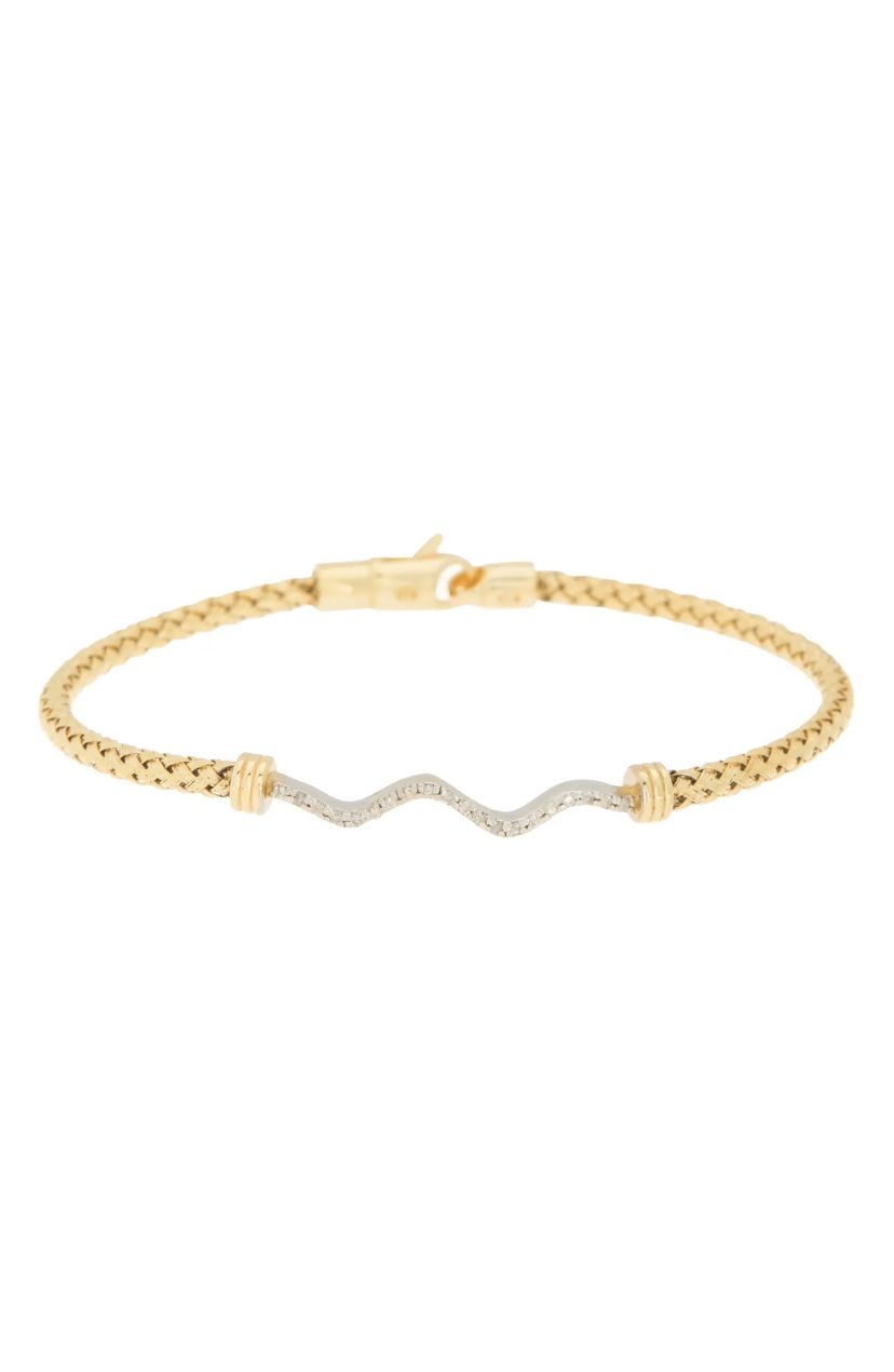 Meshmerise Sterling Silver with 18KT Vermeil Diamond Bangle
