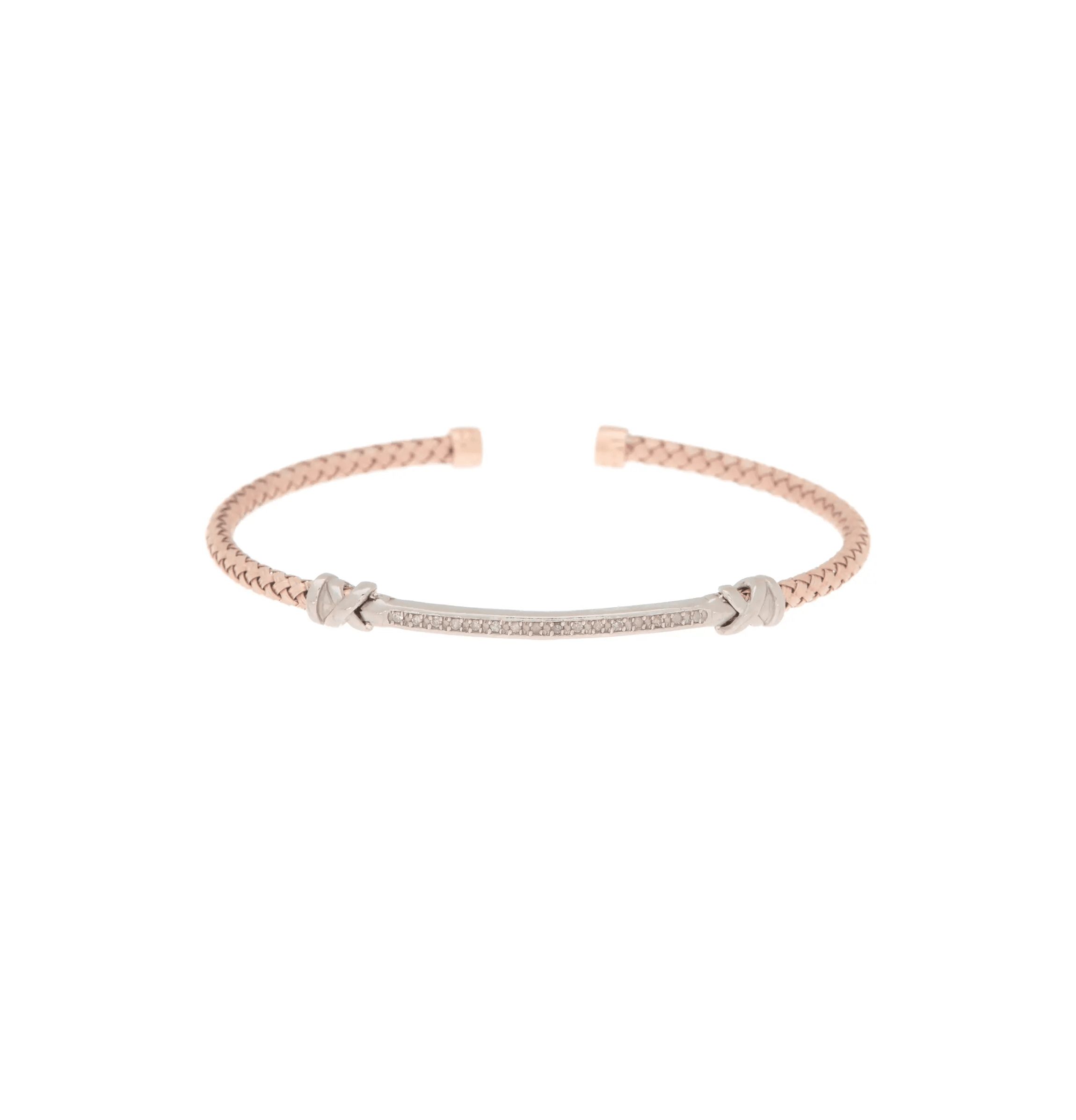 Meshmerise Sterling Silver with 18KT Vermeil Diamond Bangle