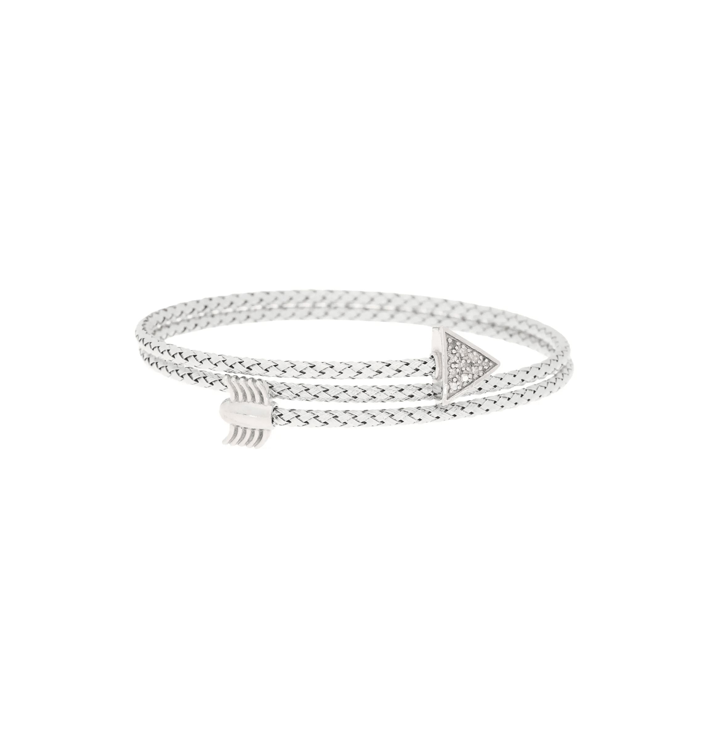 Meshmerise Sterling Silver with 18KT Vermeil Diamond Bangle