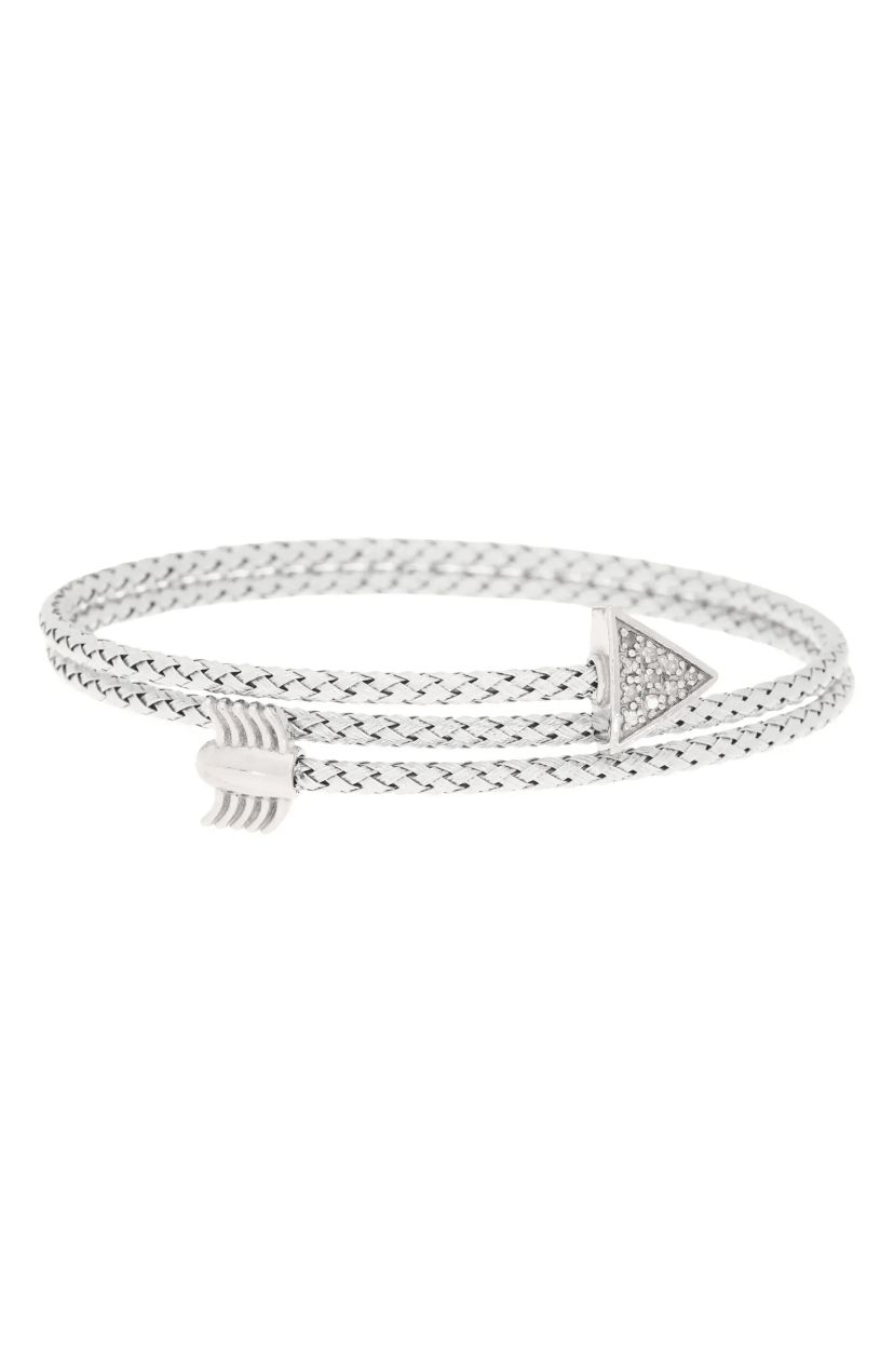 Meshmerise Sterling Silver with 18KT Vermeil Diamond Bangle