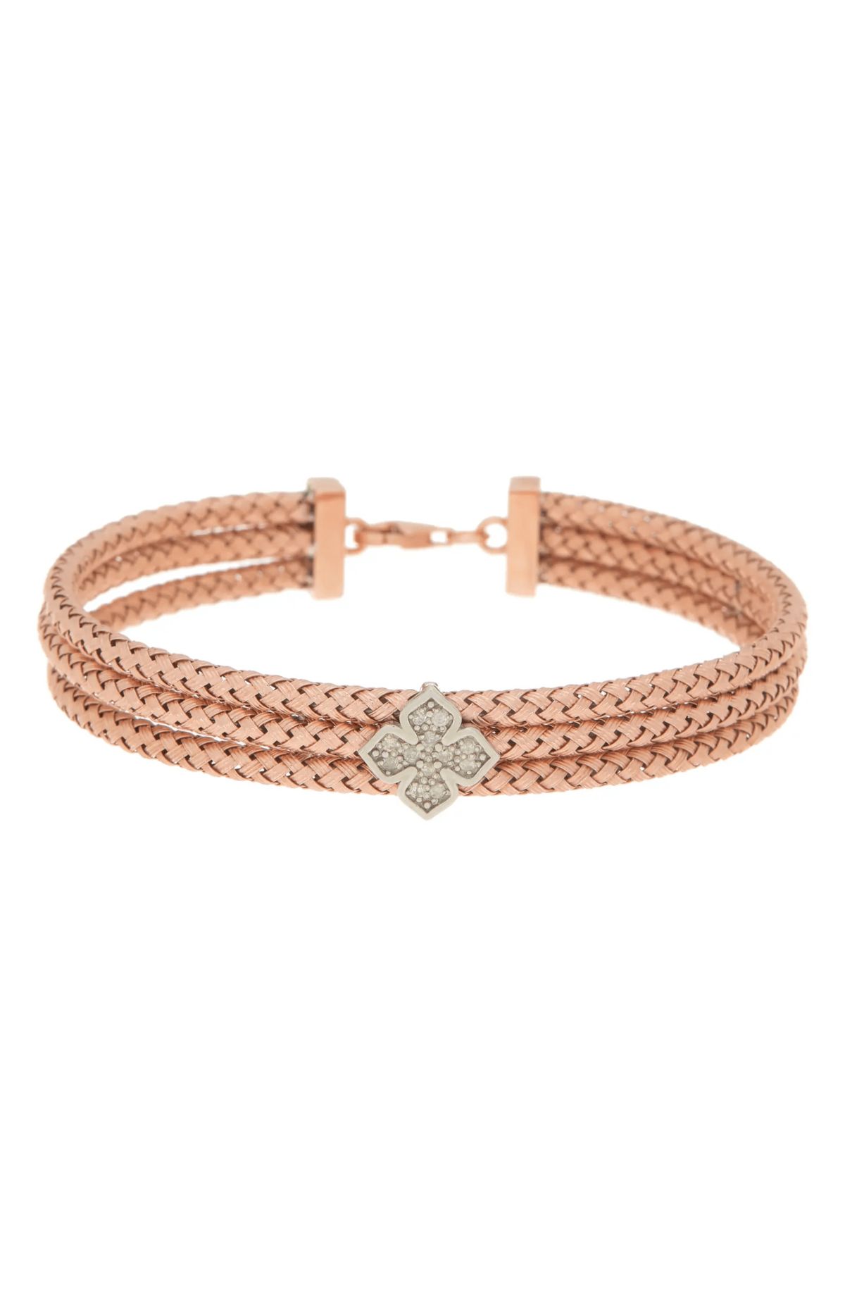 Meshmerise Sterling Silver with 18KT Vermeil Diamond Bangle