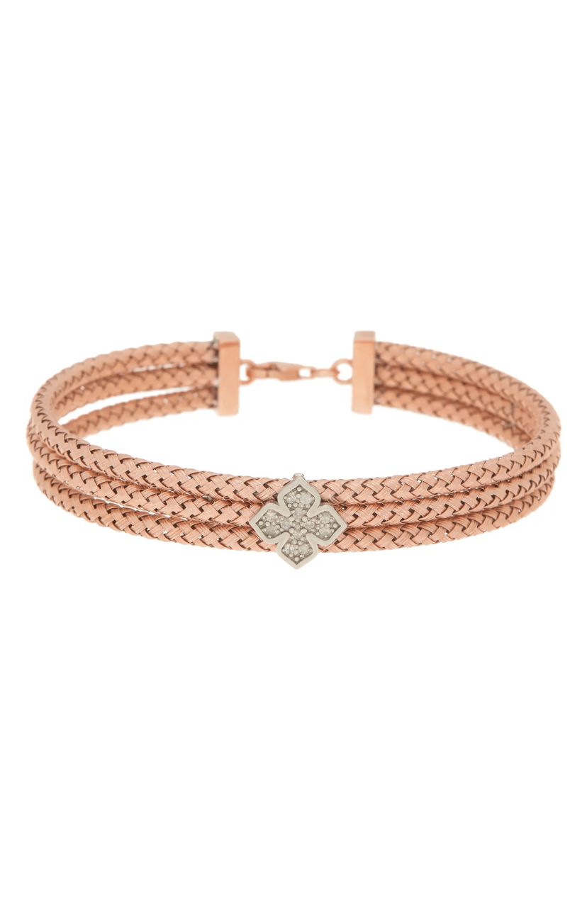 Meshmerise Sterling Silver with 18KT Vermeil Diamond Bangle