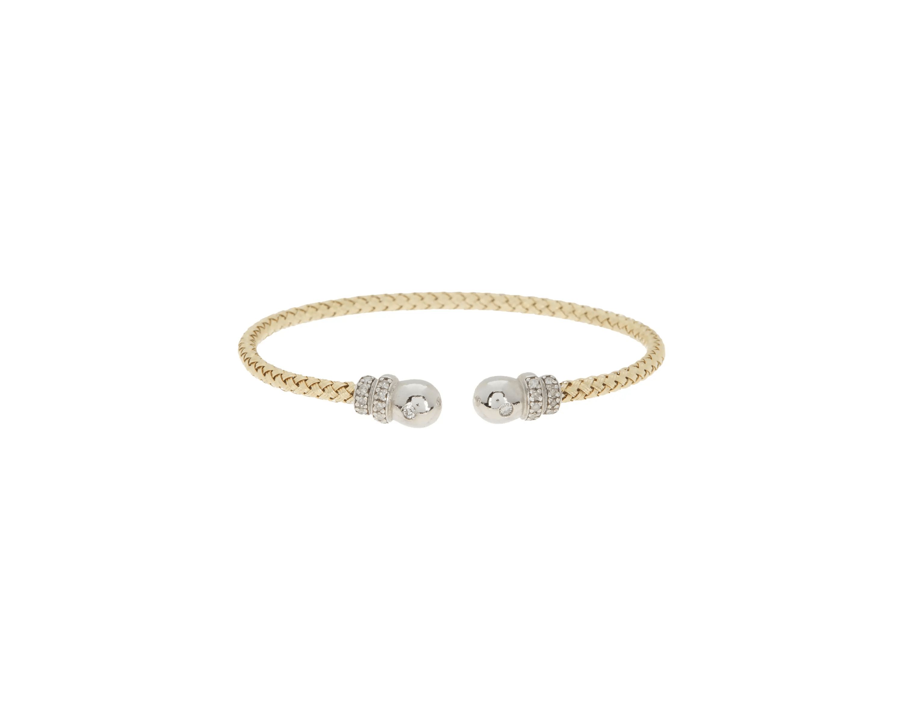 Meshmerise Sterling Silver with 18KT Vermeil Diamond Bangle