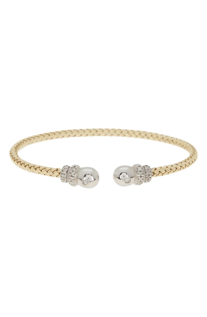 Meshmerise Sterling Silver with 18KT Vermeil Diamond Bangle