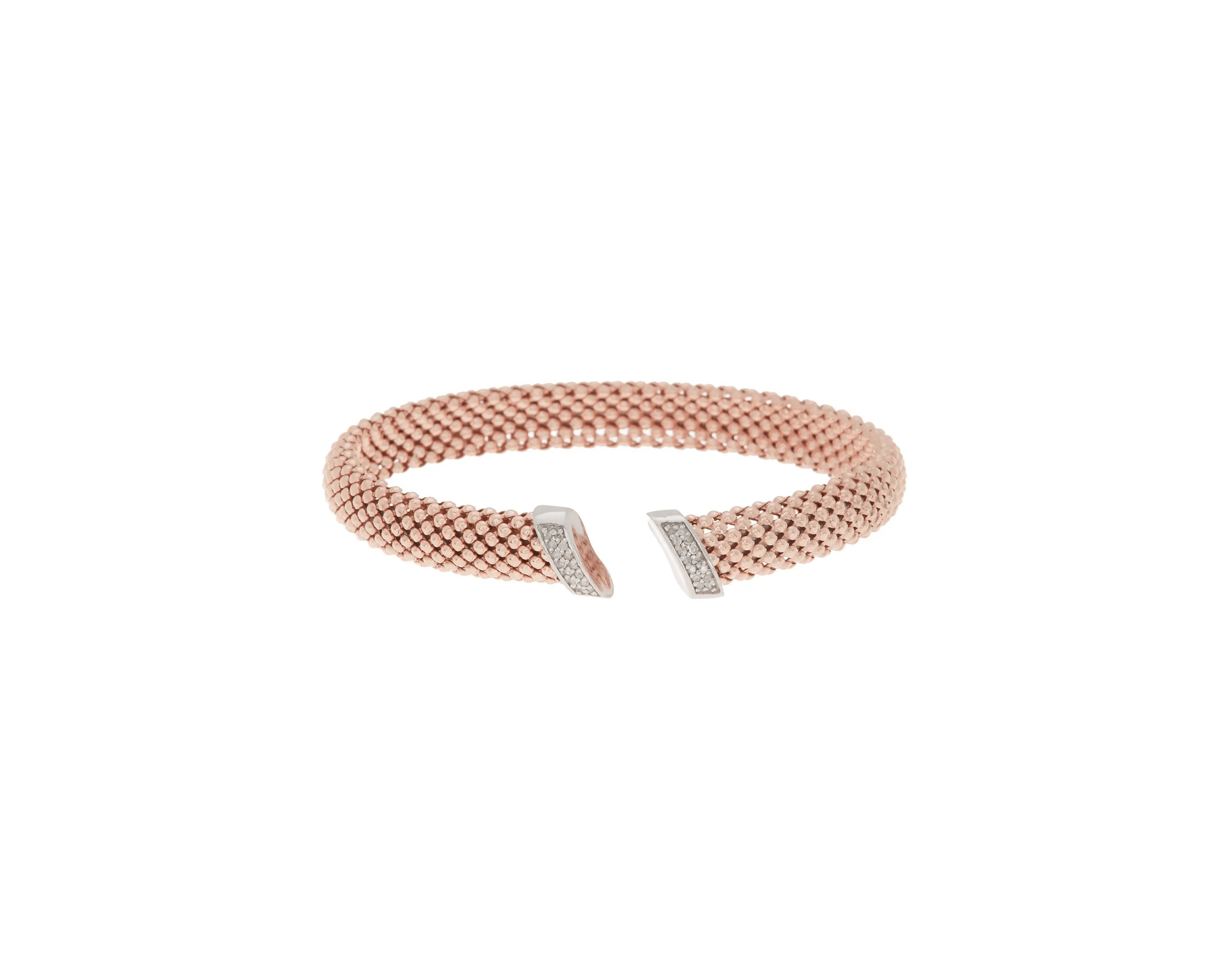 Meshmerise Sterling Silver with 18KT Vermeil Diamond Bangle