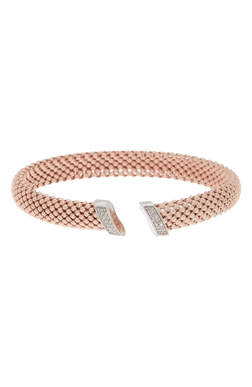 Meshmerise Sterling Silver with 18KT Vermeil Diamond Bangle