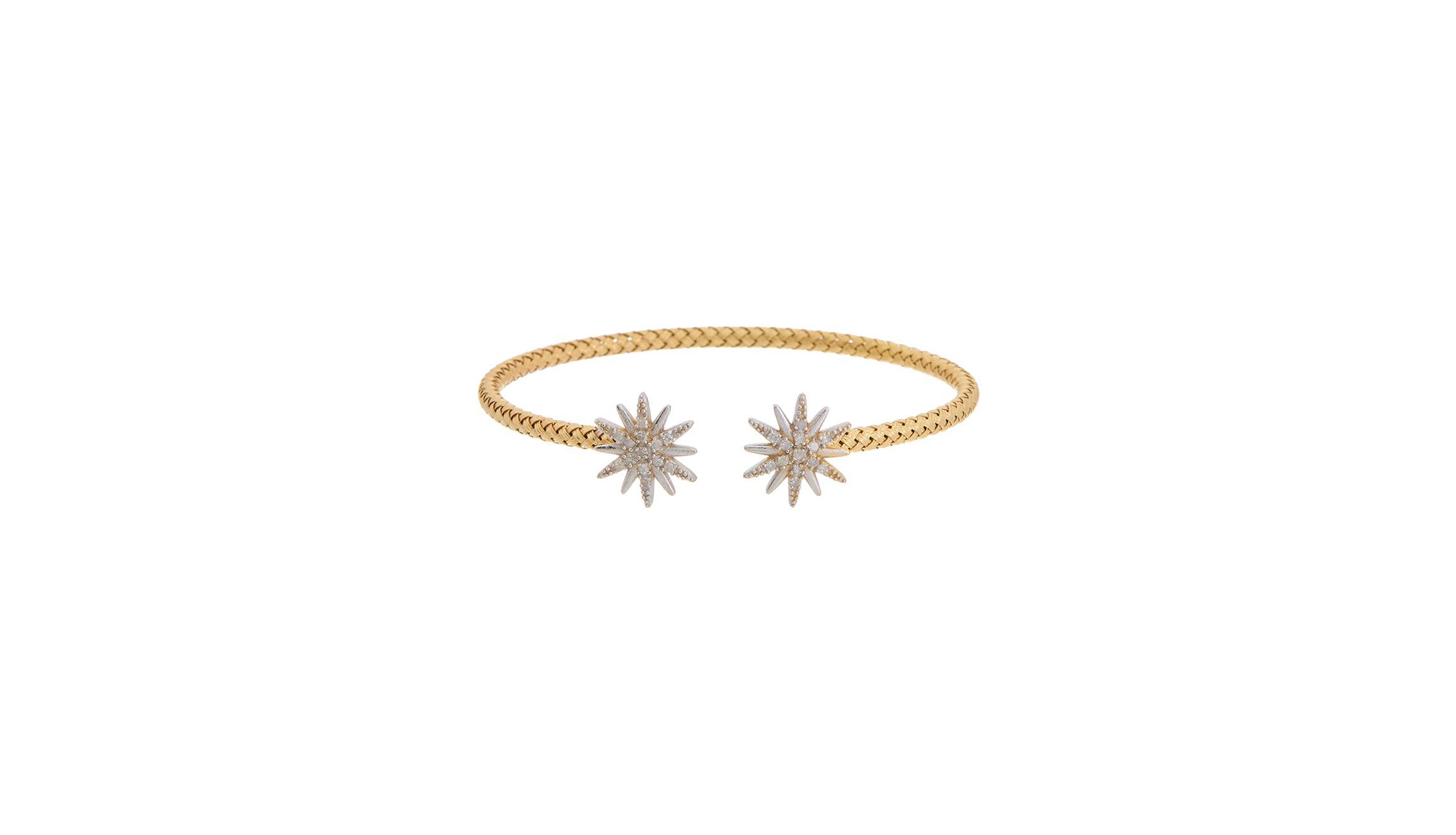 Meshmerise Sterling Silver with 18KT Vermeil Diamond Bangle