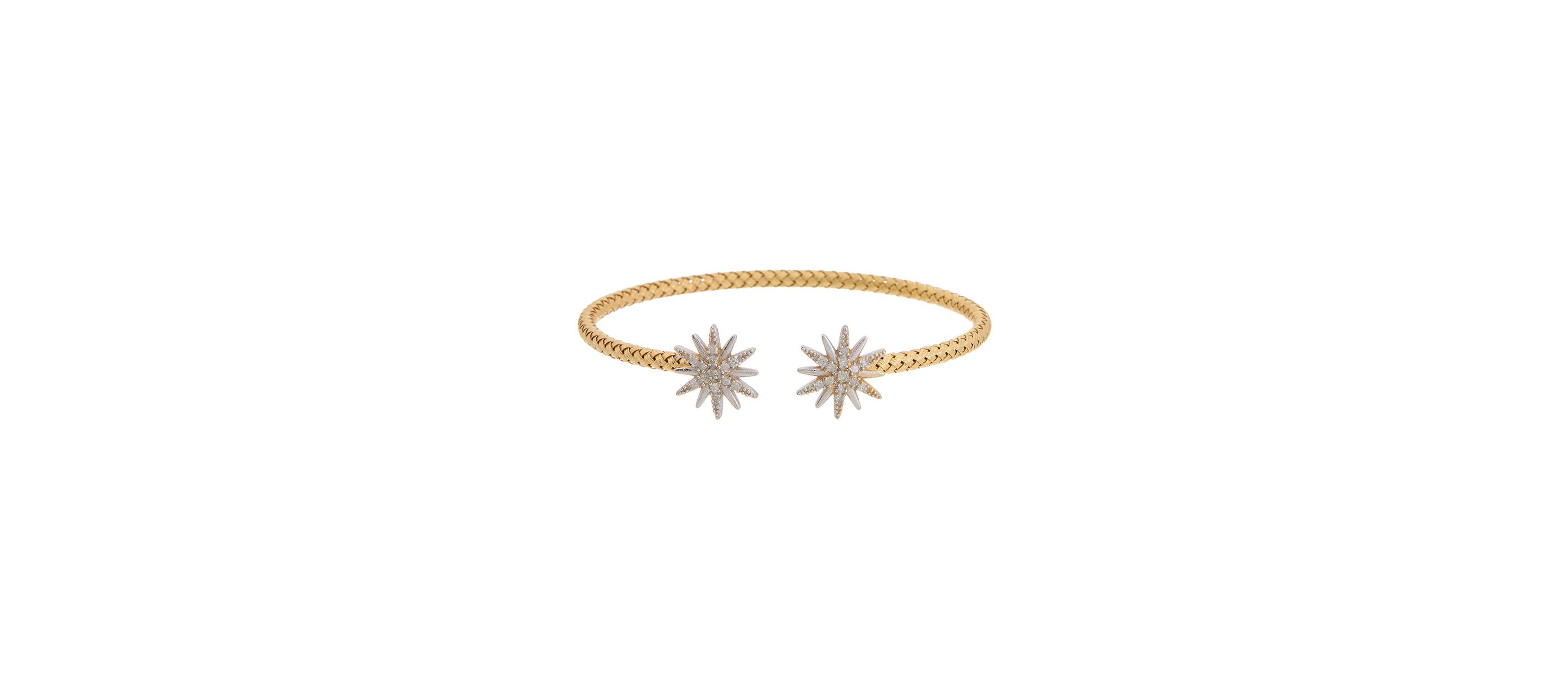 Meshmerise Sterling Silver with 18KT Vermeil Diamond Bangle