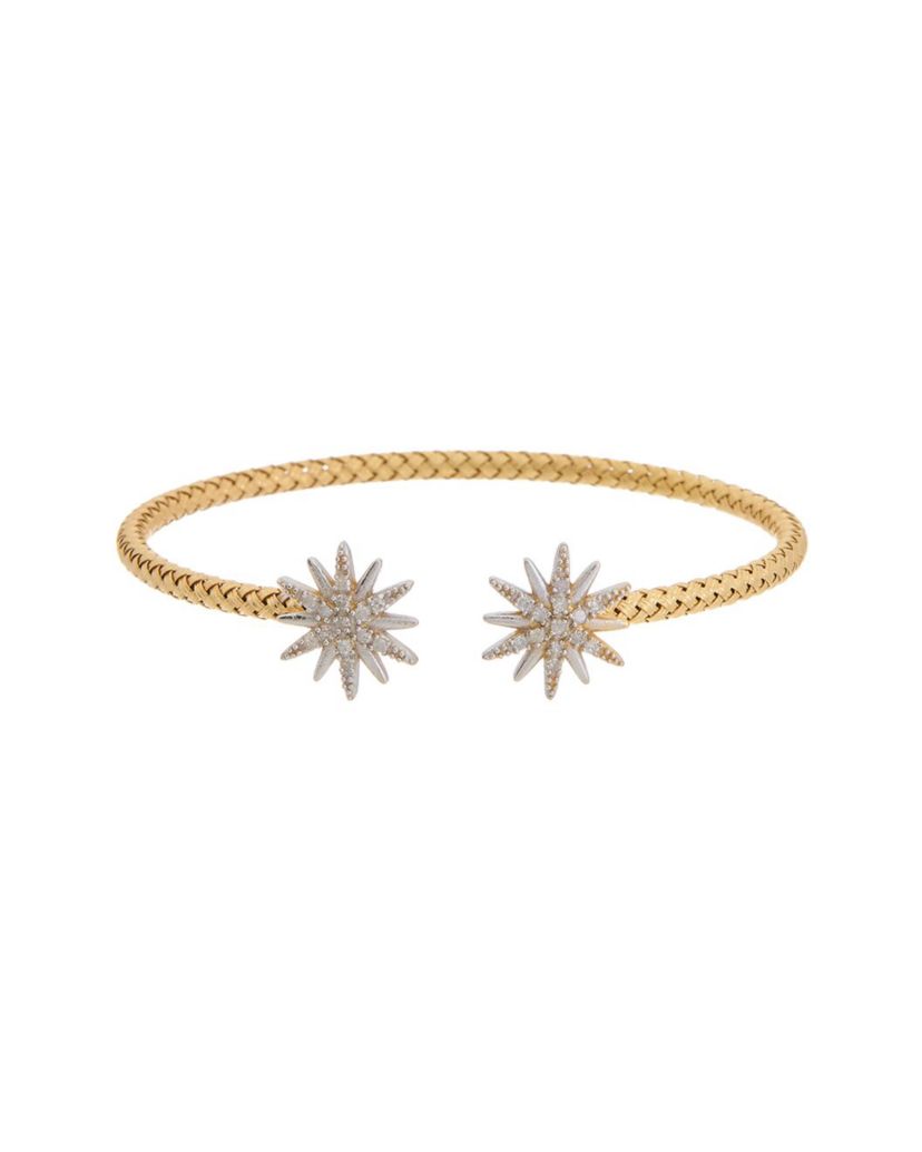 Meshmerise Sterling Silver with 18KT Vermeil Diamond Bangle
