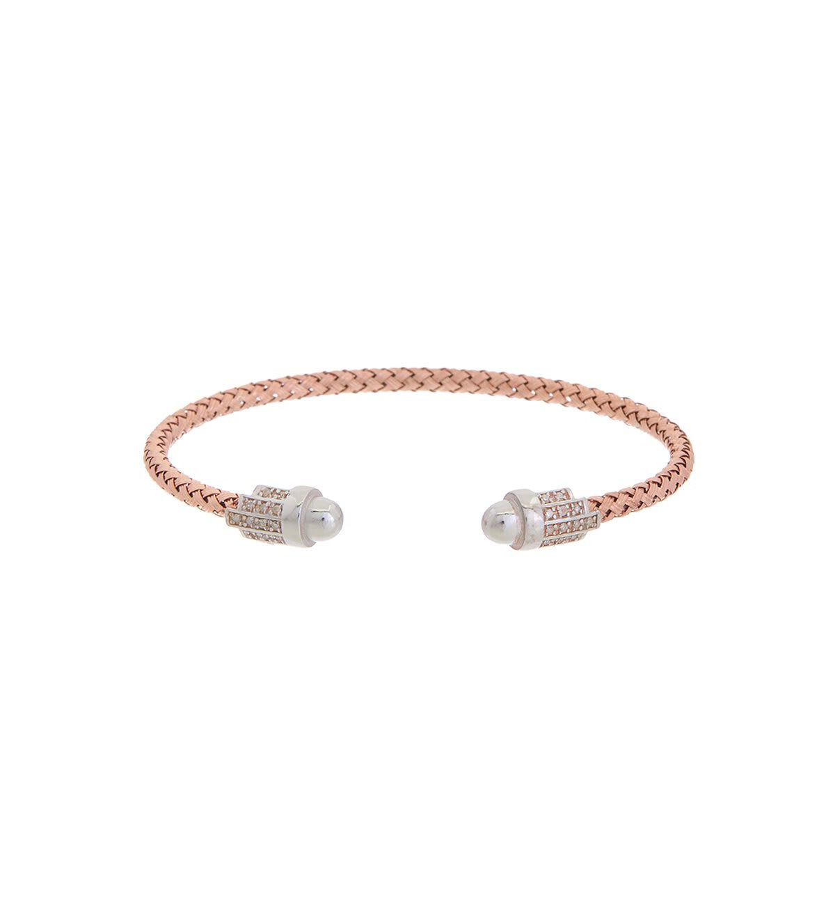 Meshmerise Sterling Silver with 18KT Vermeil Diamond Bangle
