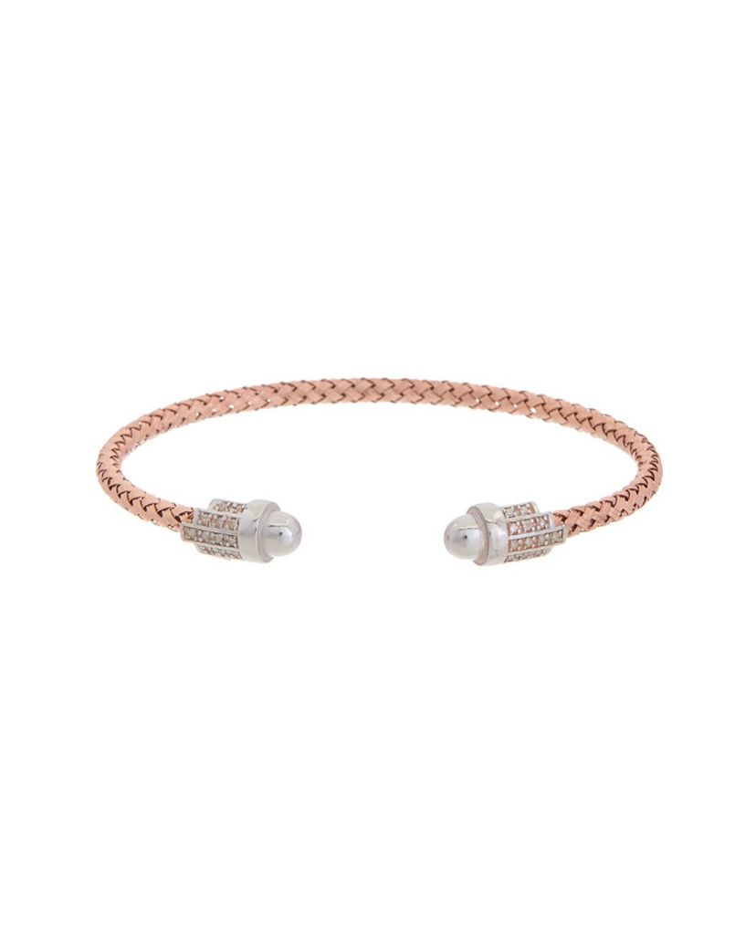 Meshmerise Sterling Silver with 18KT Vermeil Diamond Bangle