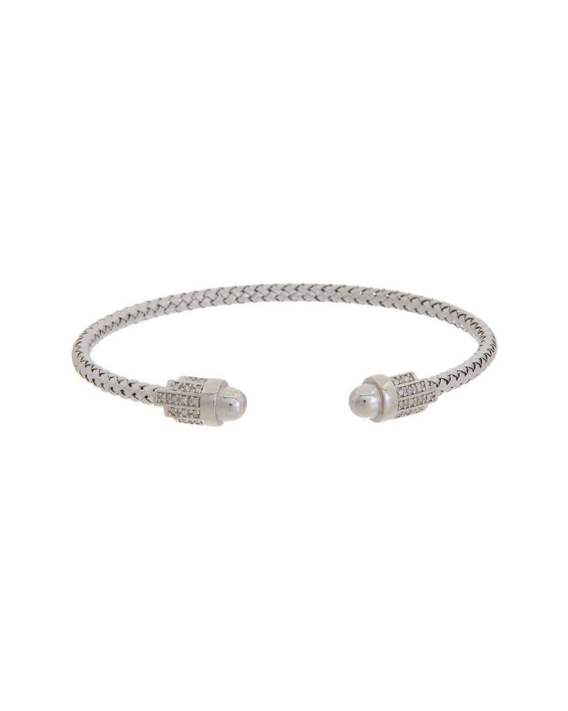 Meshmerise Sterling Silver with 18KT Vermeil Diamond Bangle