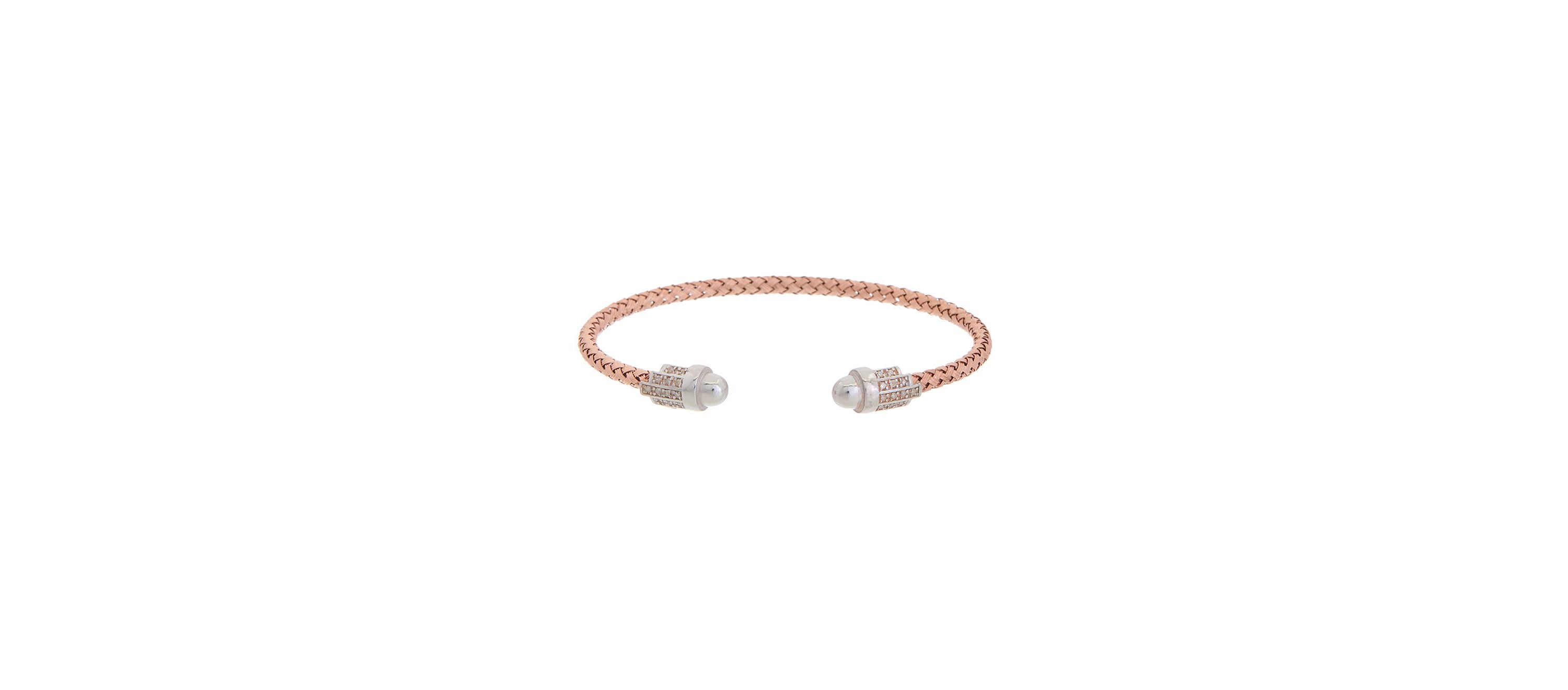 Meshmerise Sterling Silver with 18KT Vermeil Diamond Bangle
