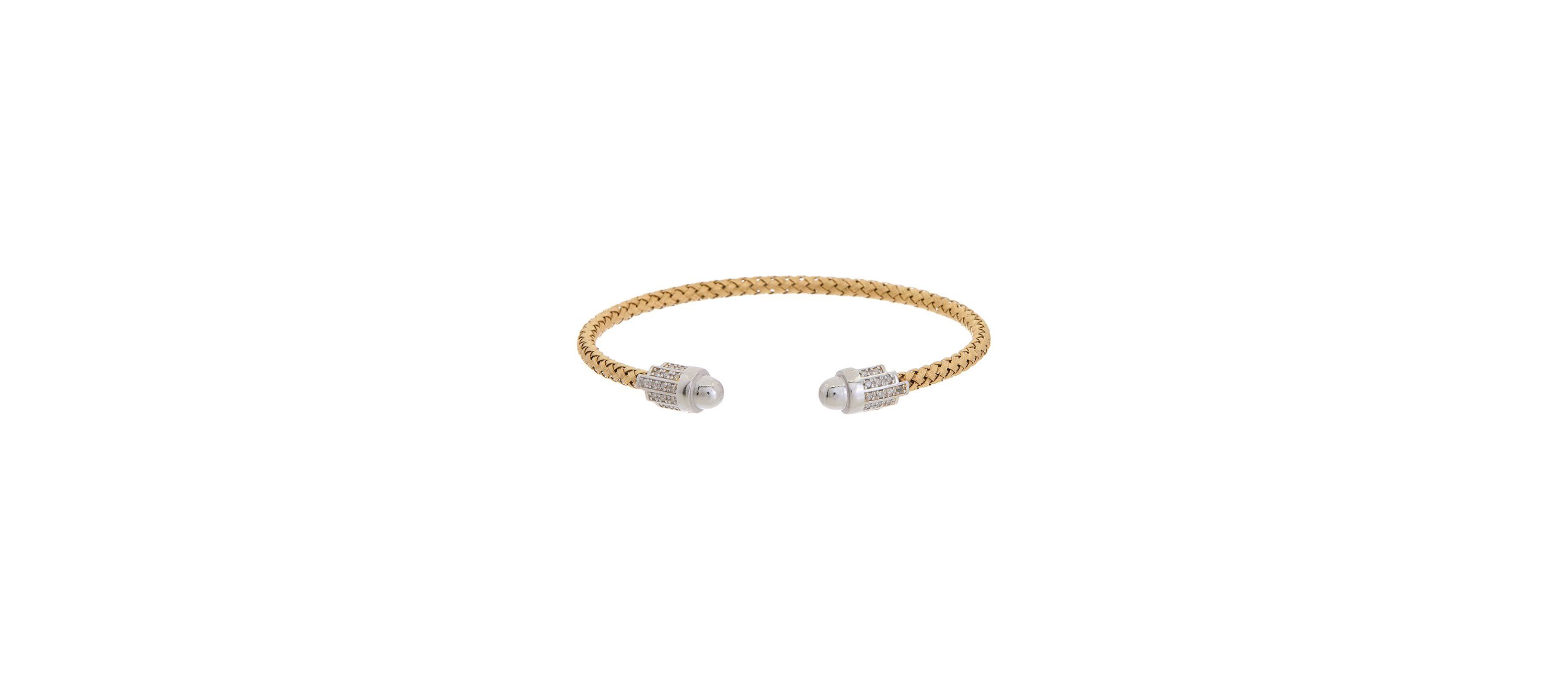 Meshmerise Sterling Silver with 18KT Vermeil Diamond Bangle
