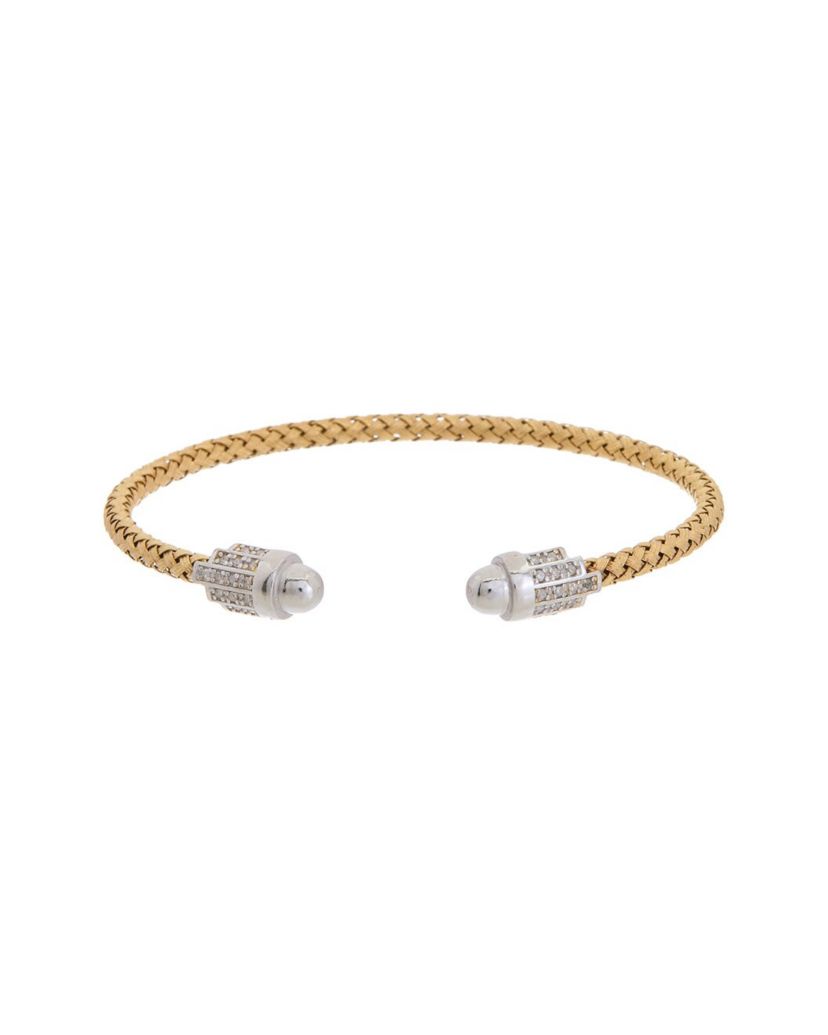 Meshmerise Sterling Silver with 18KT Vermeil Diamond Bangle
