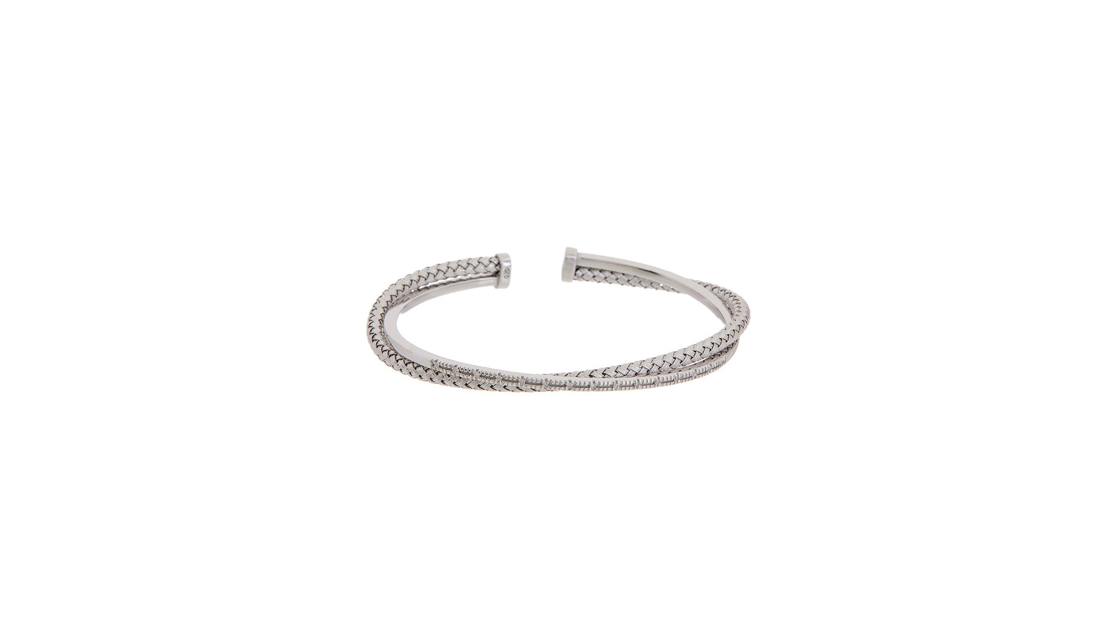 Meshmerise Sterling Silver with 18KT Vermeil Diamond Bangle