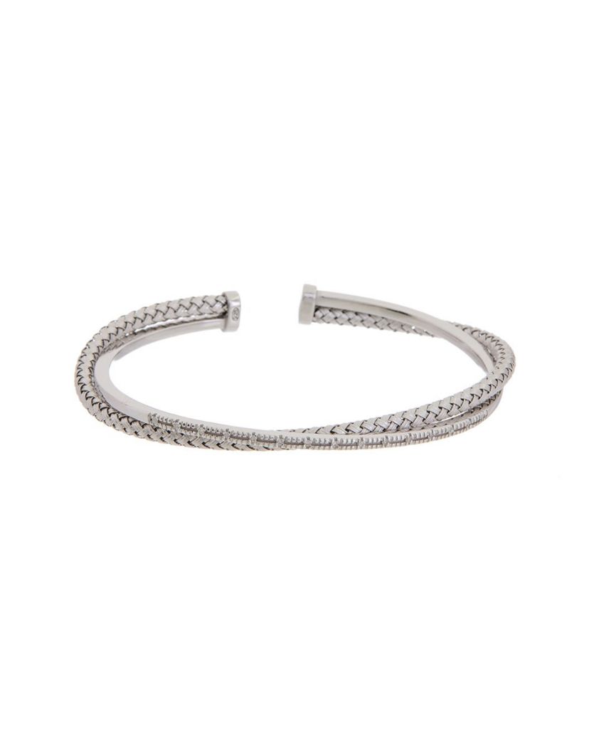 Meshmerise Sterling Silver with 18KT Vermeil Diamond Bangle