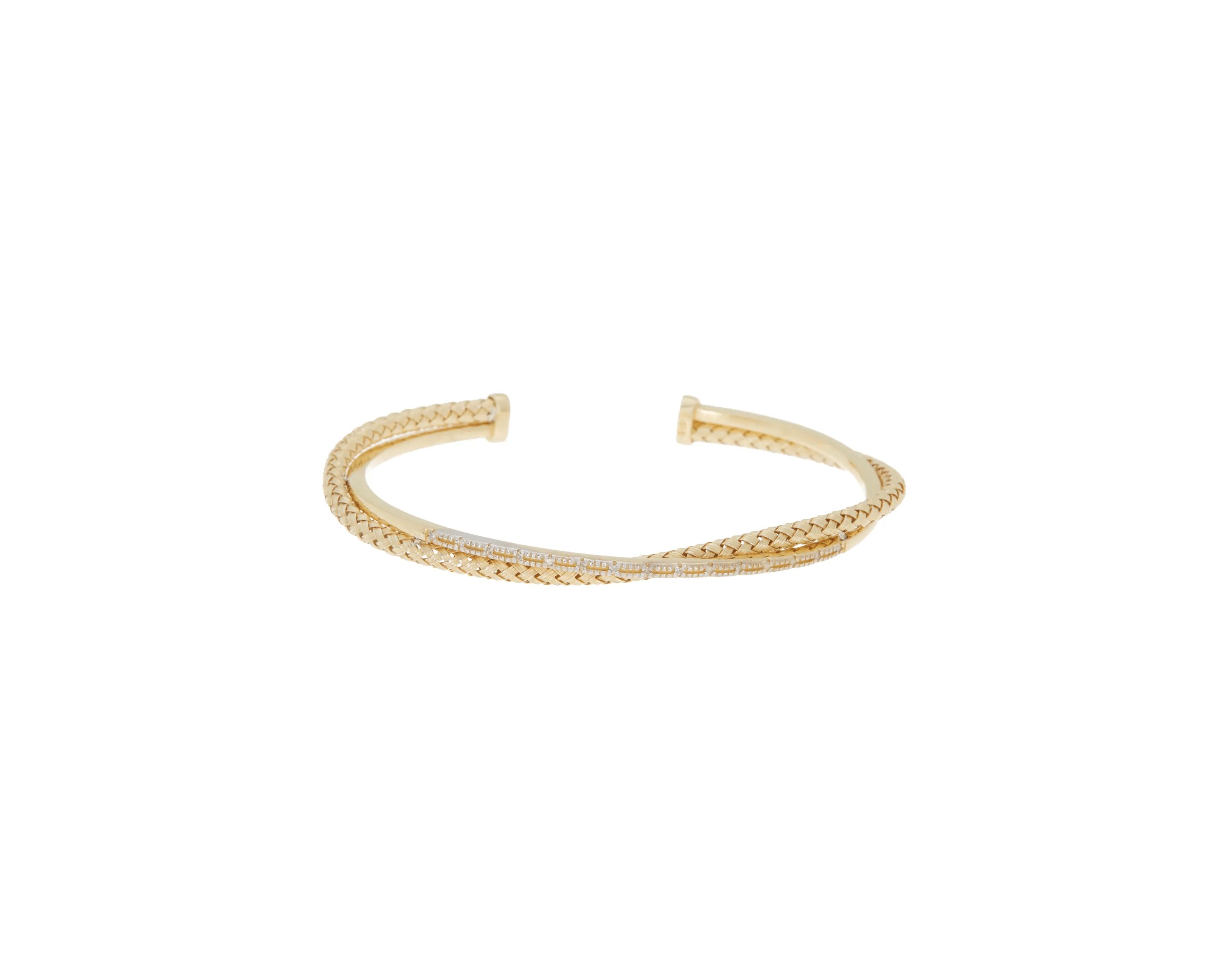 Meshmerise Sterling Silver with 18KT Vermeil Diamond Bangle