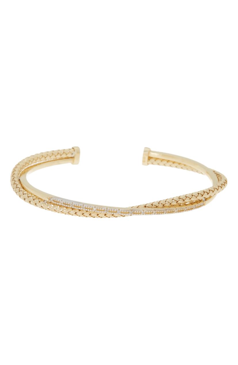 Meshmerise Sterling Silver with 18KT Vermeil Diamond Bangle