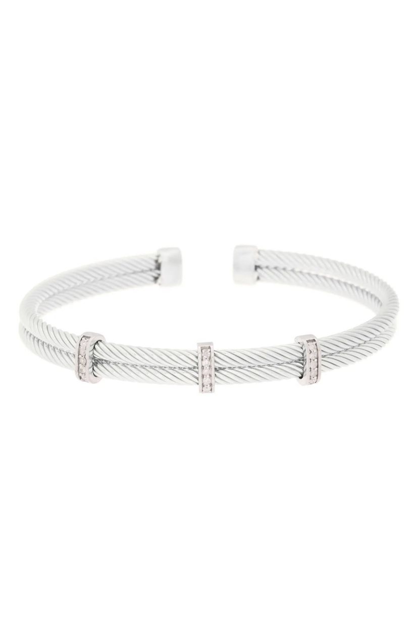 Meshmerise Sterling Silver with 18KT Vermeil Diamond Bangle