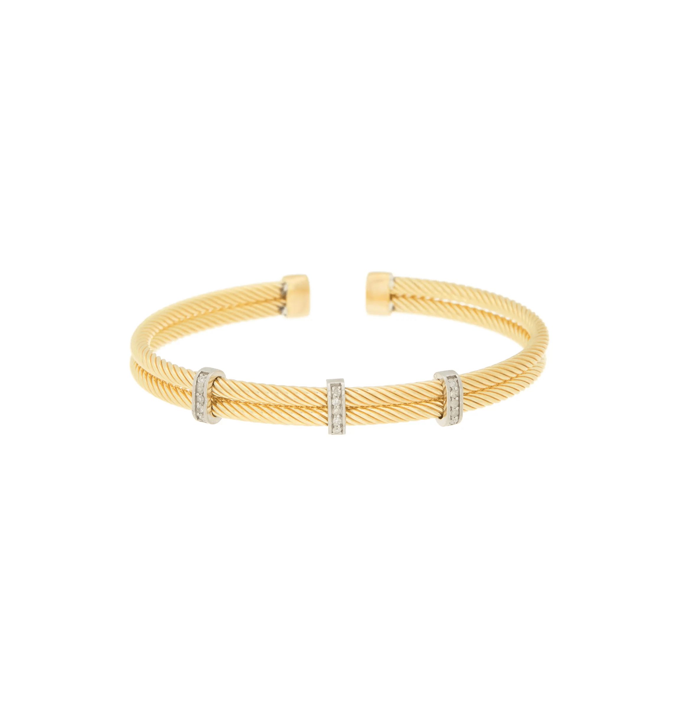 Meshmerise Sterling Silver with 18KT Vermeil Diamond Bangle