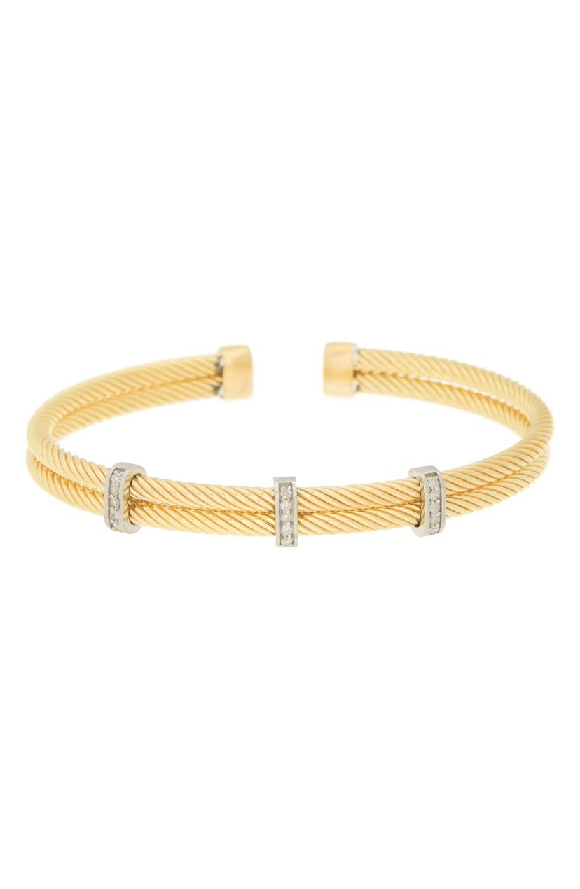 Meshmerise Sterling Silver with 18KT Vermeil Diamond Bangle