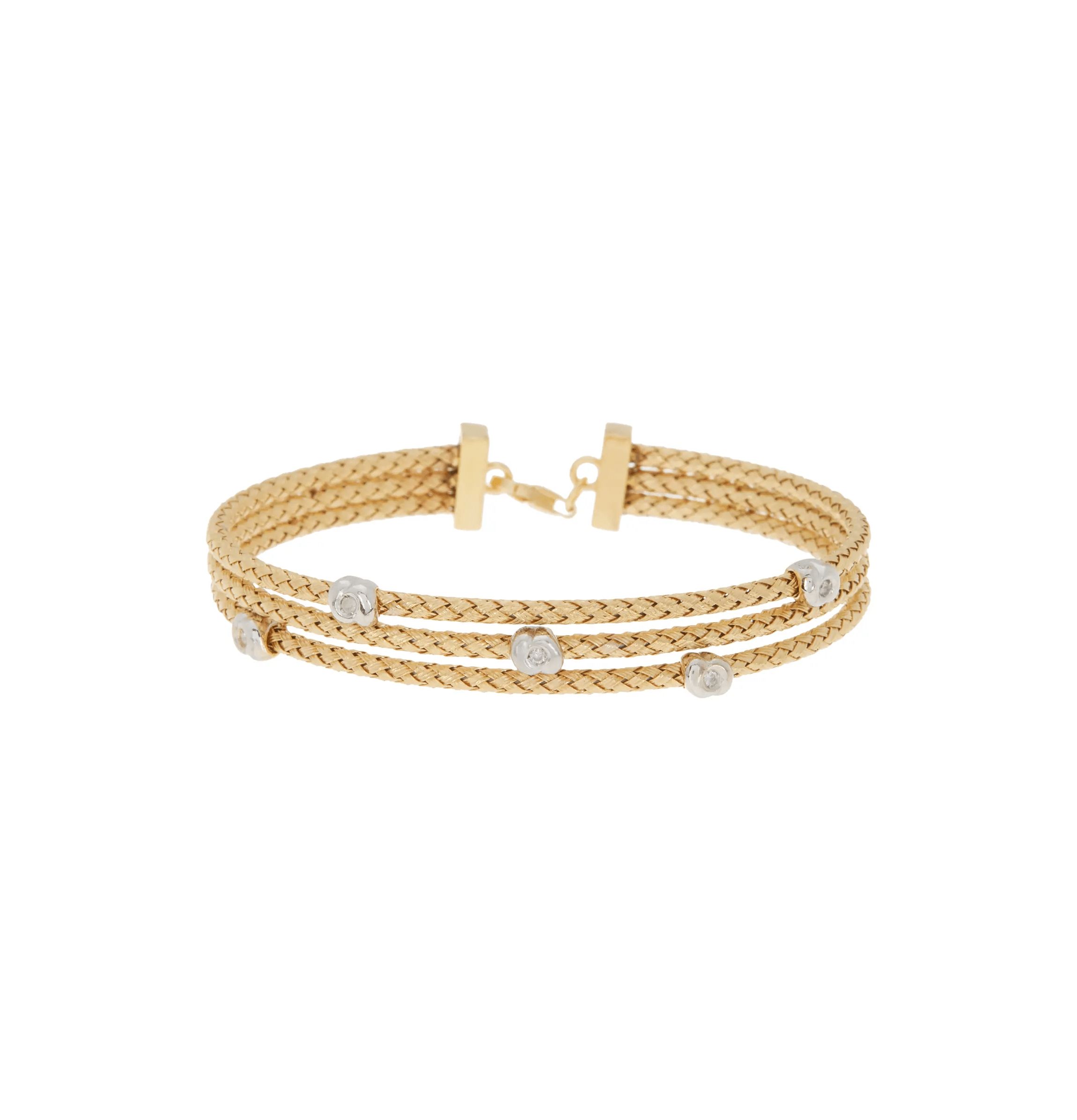 Meshmerise Sterling Silver with 18KT Vermeil Diamond Bangle