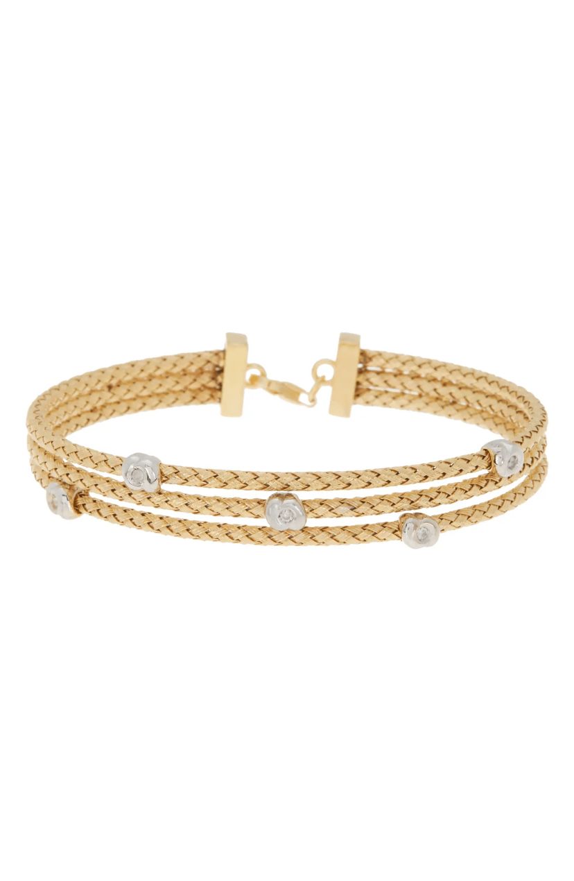 Meshmerise Sterling Silver with 18KT Vermeil Diamond Bangle