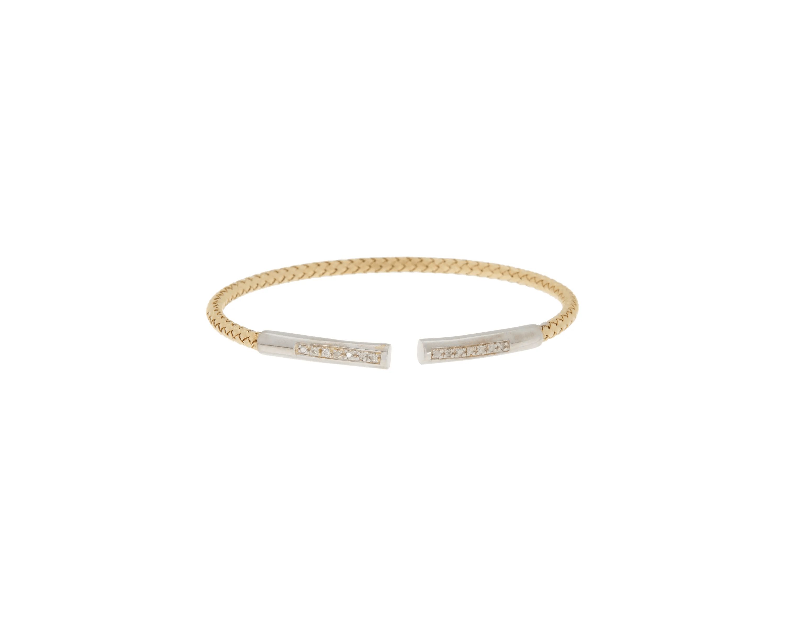 Meshmerise Sterling Silver with 18KT Vermeil Diamond Bangle