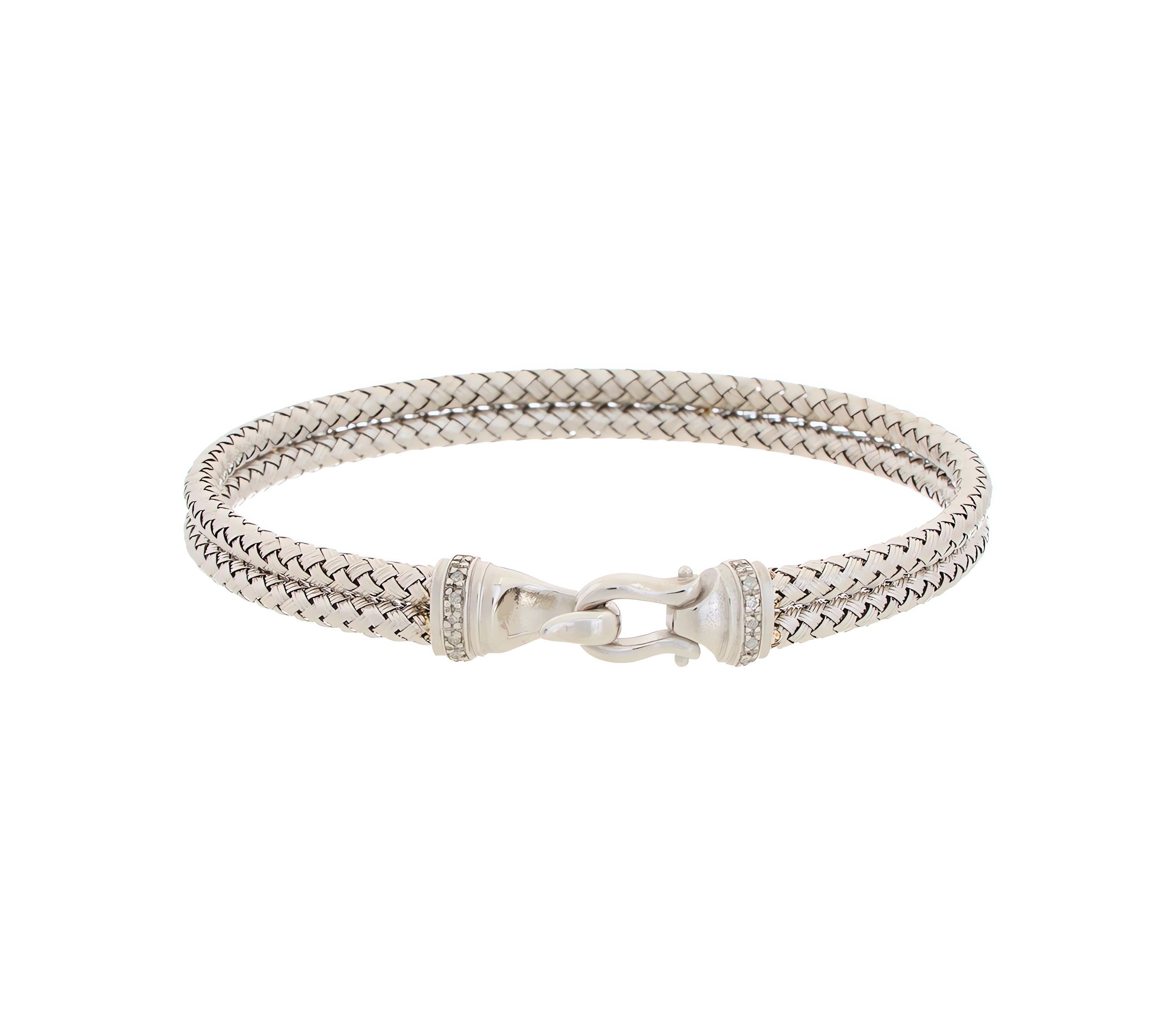 Meshmerise Sterling Silver with 18KT Vermeil Diamond Bangle