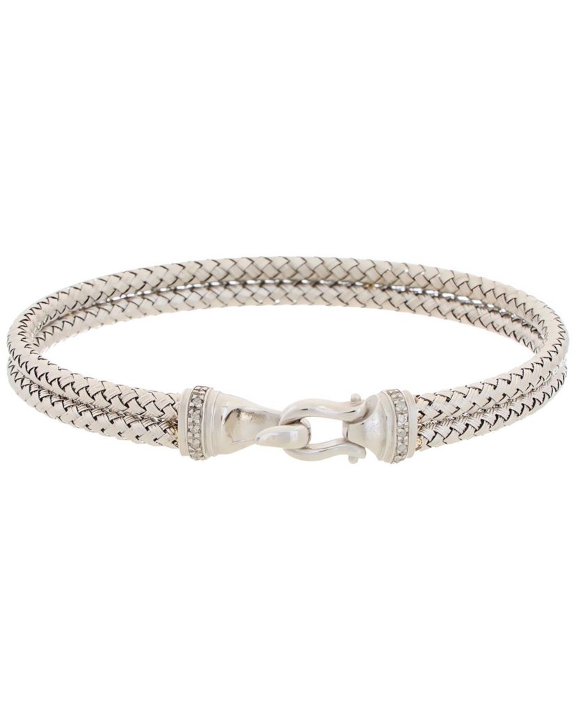 Meshmerise Sterling Silver with 18KT Vermeil Diamond Bangle