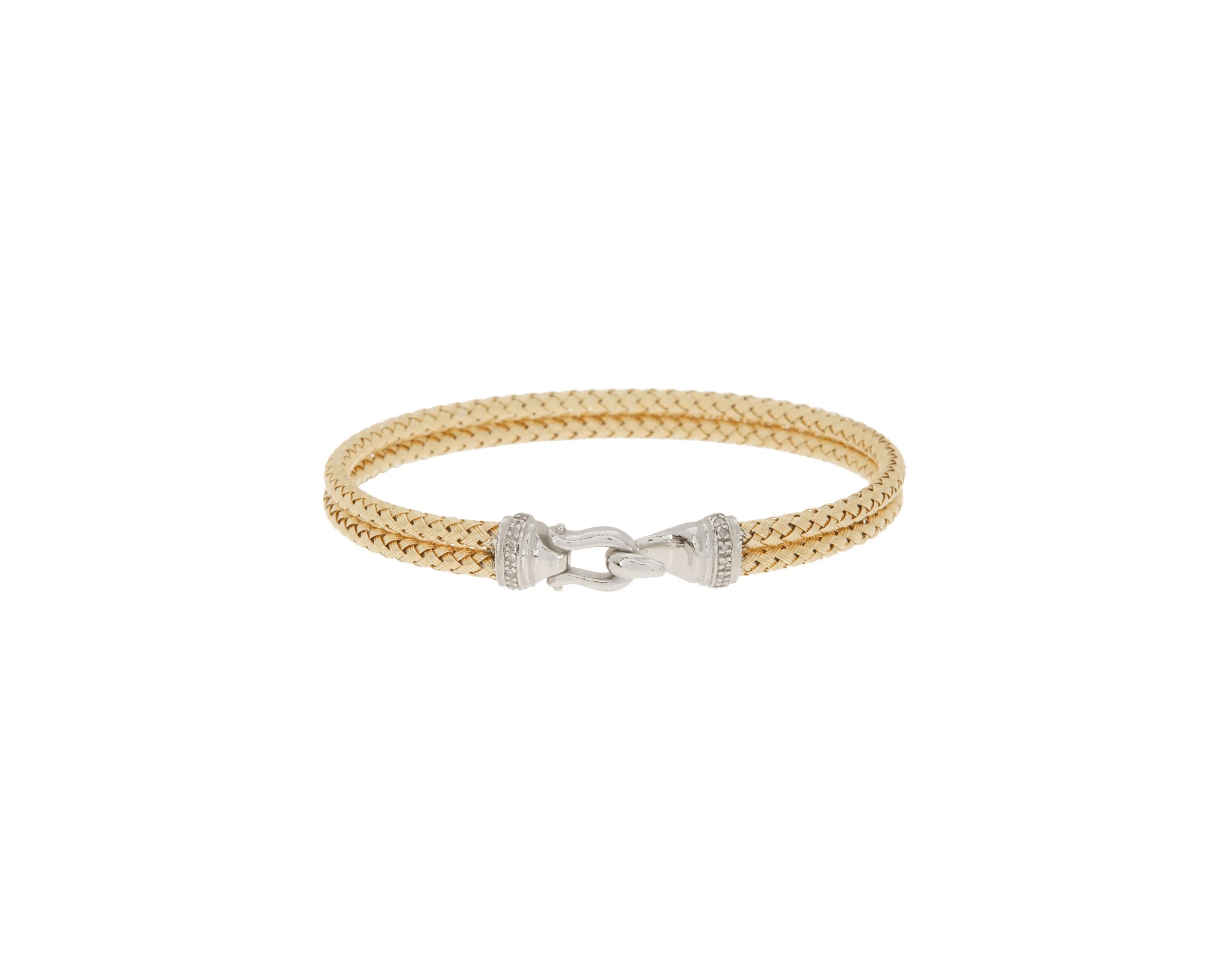 Meshmerise Sterling Silver with 18KT Vermeil Diamond Bangle