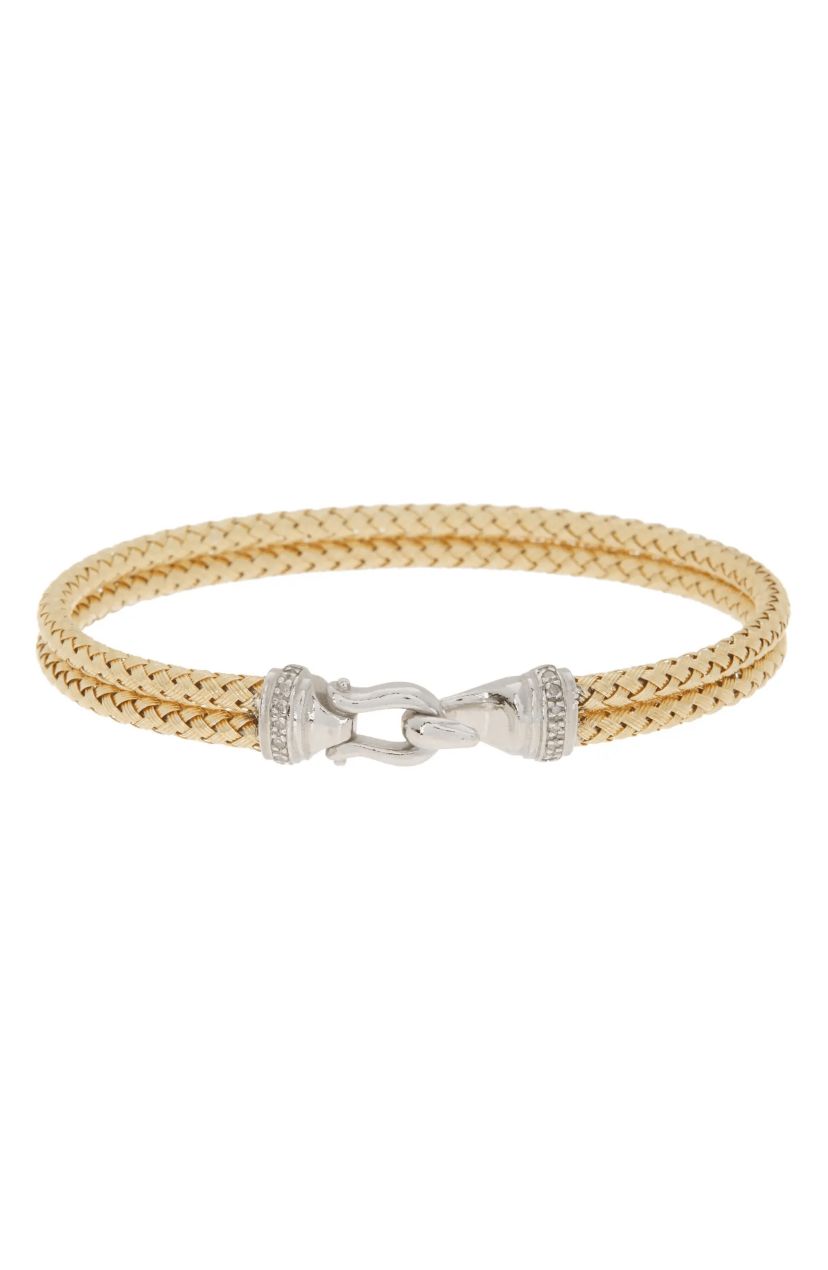 Meshmerise Sterling Silver with 18KT Vermeil Diamond Bangle