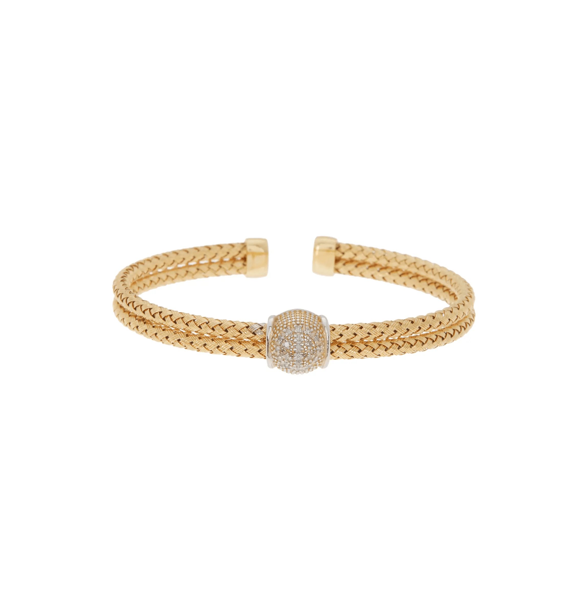 Meshmerise Sterling Silver with 18KT Vermeil Diamond Bangle