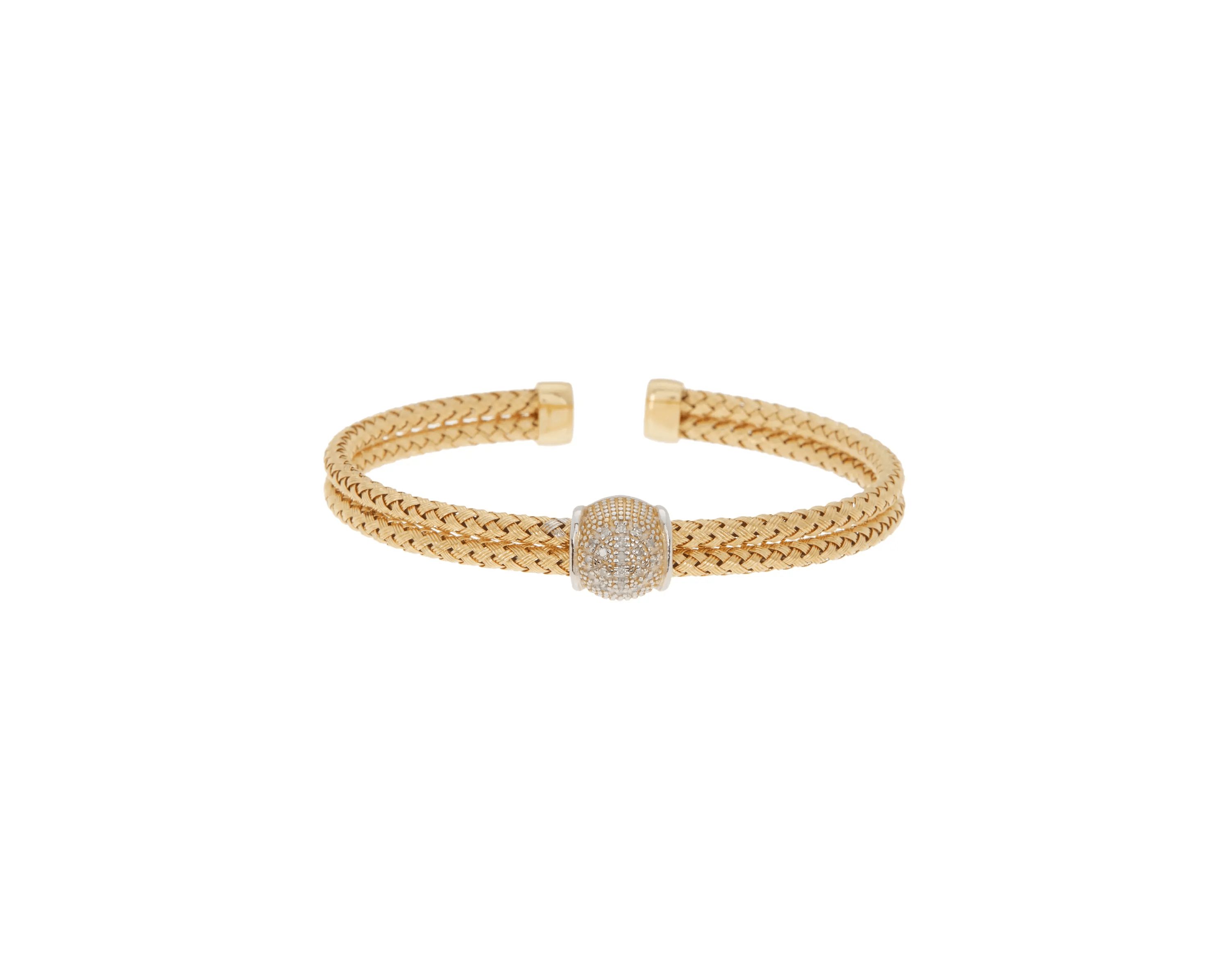 Meshmerise Sterling Silver with 18KT Vermeil Diamond Bangle