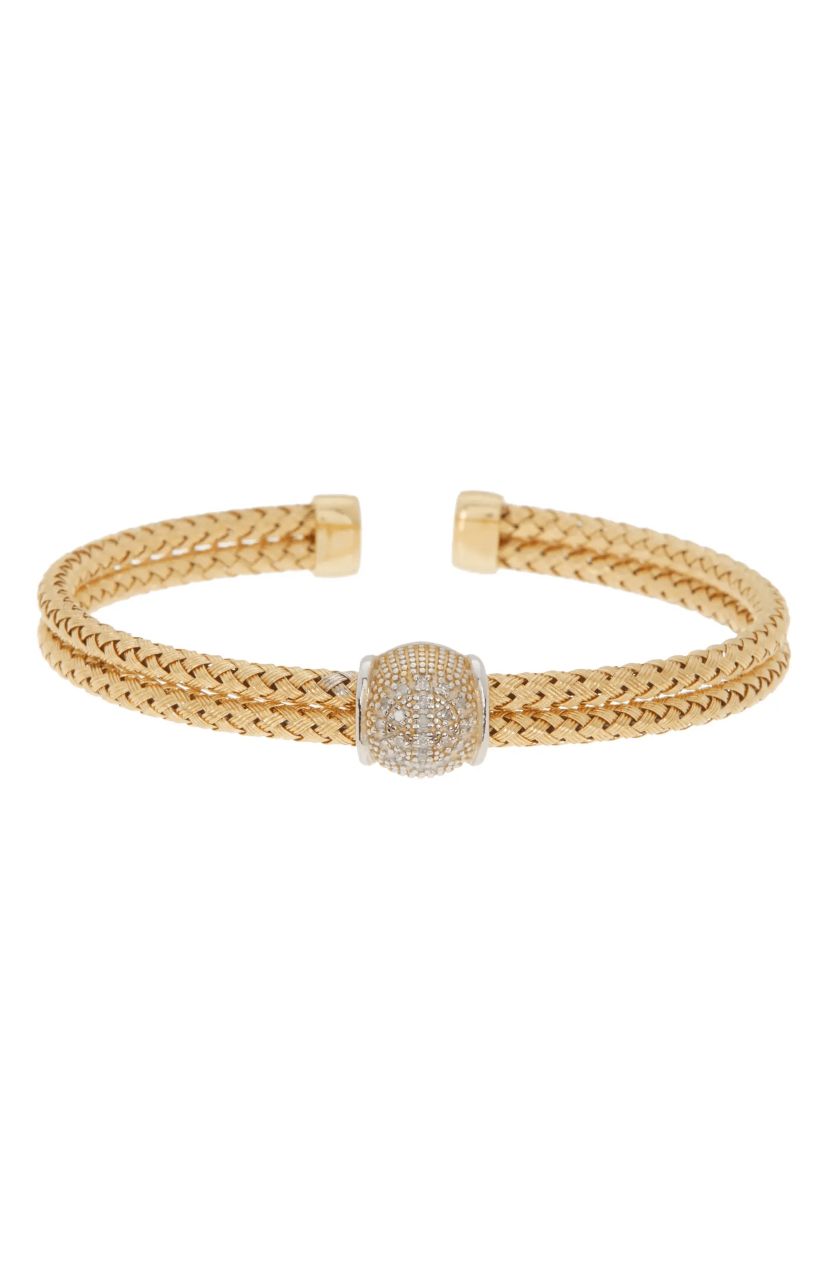 Meshmerise Sterling Silver with 18KT Vermeil Diamond Bangle