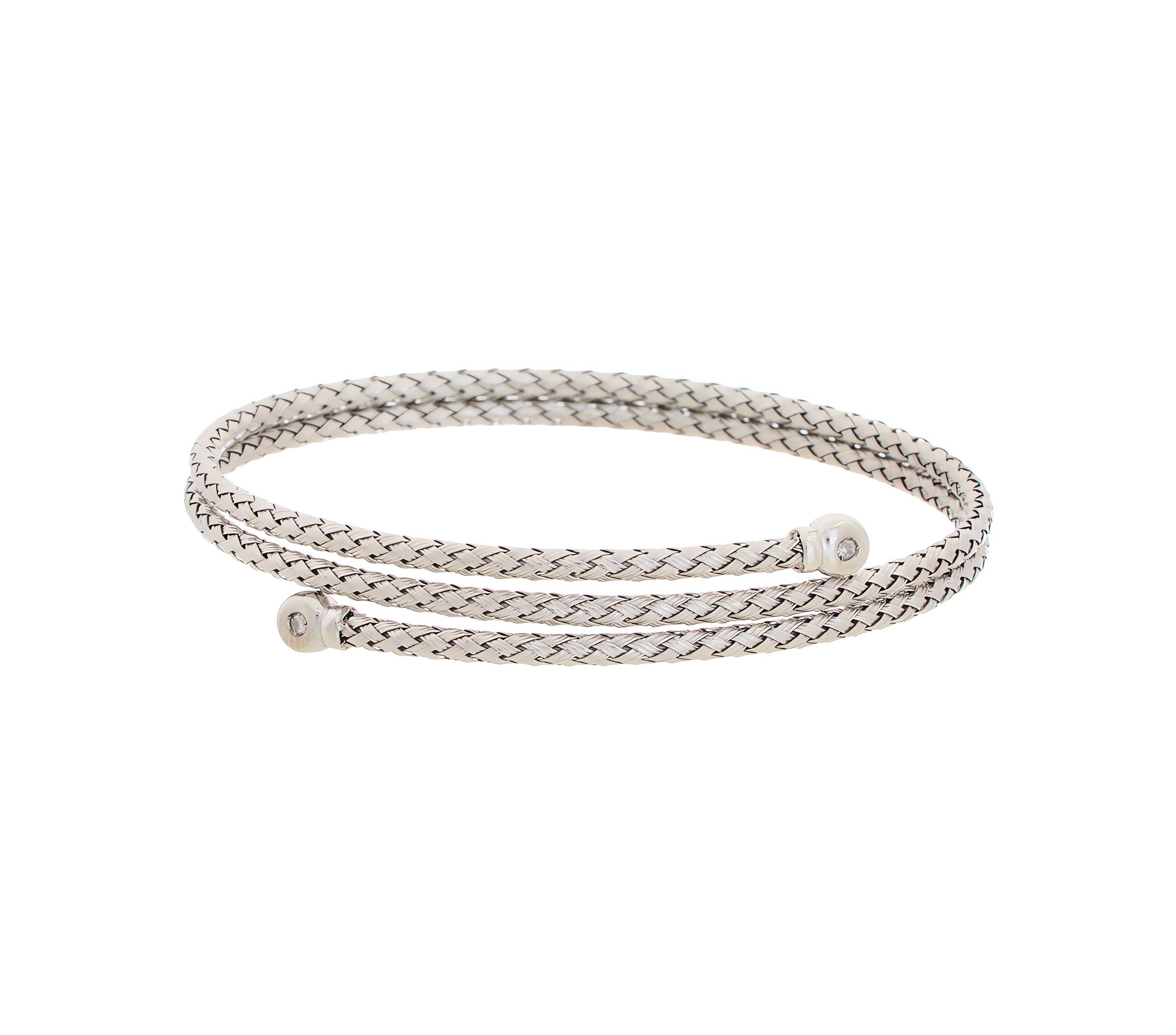 Meshmerise Sterling Silver with 18KT Vermeil Diamond Bangle