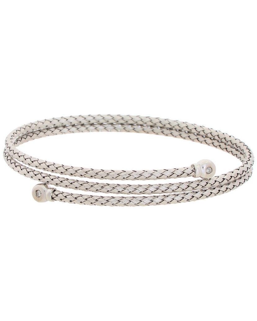 Meshmerise Sterling Silver with 18KT Vermeil Diamond Bangle