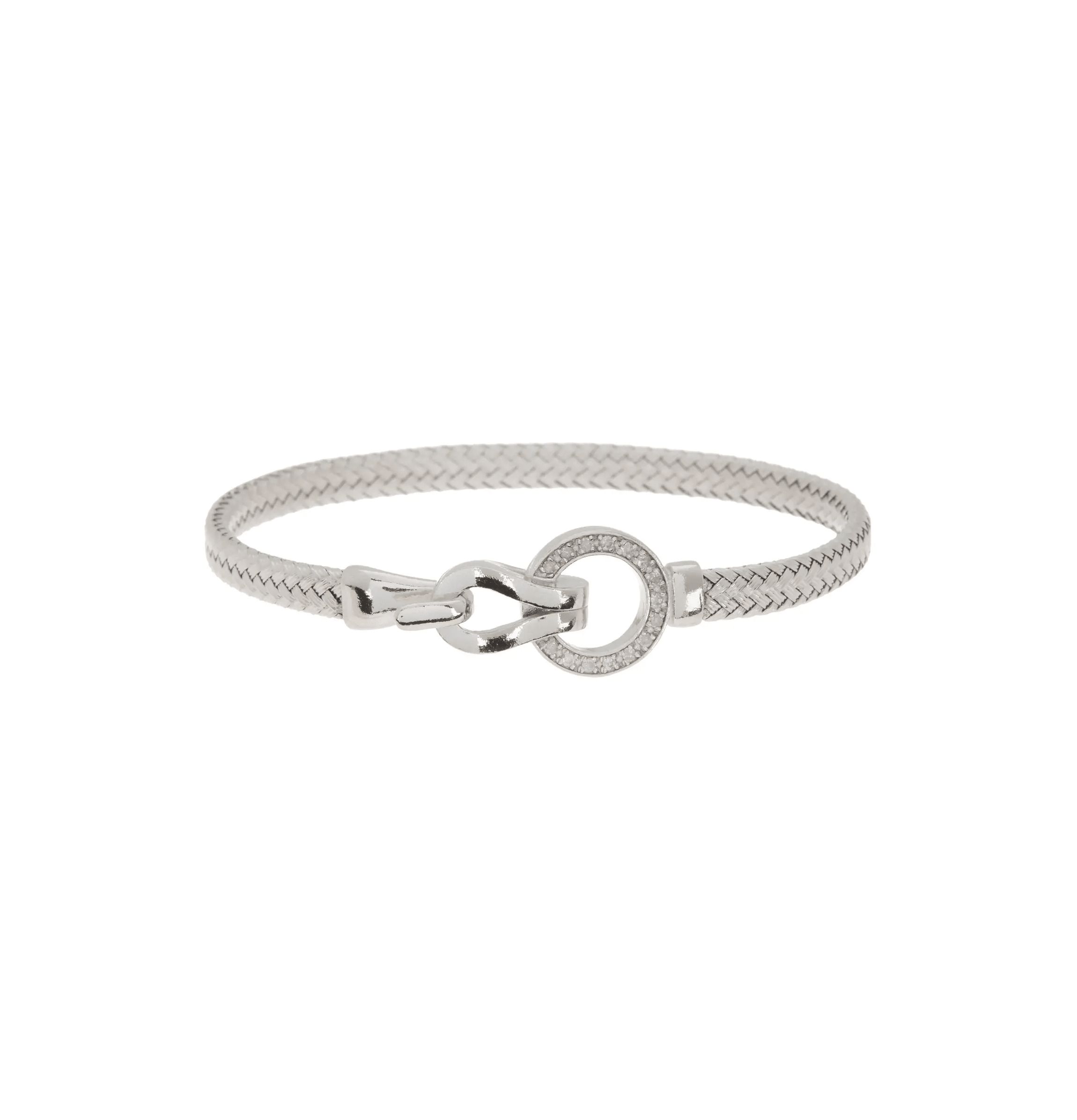 Meshmerise Sterling Silver with 18KT Vermeil Diamond Bangle