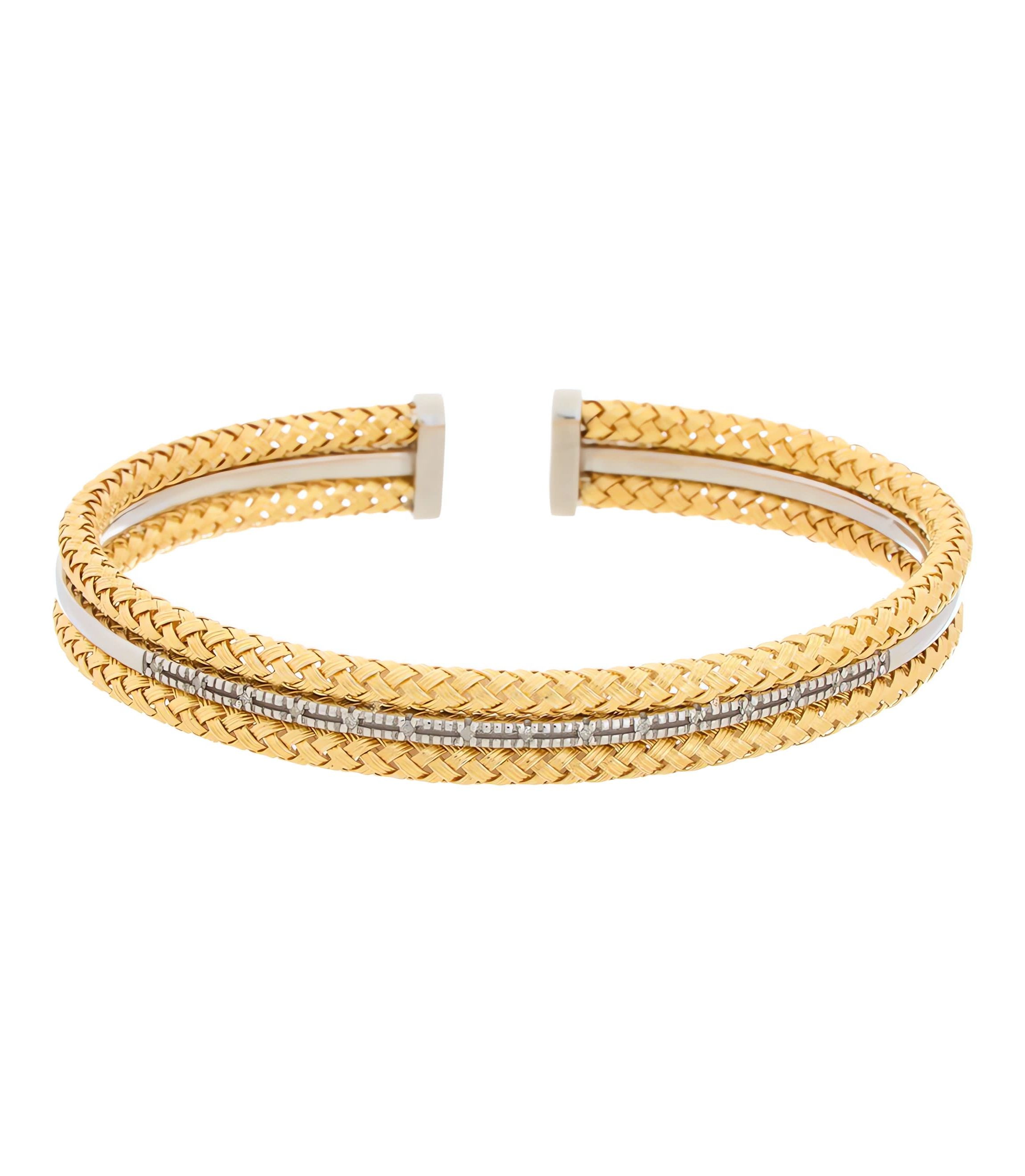 Meshmerise Sterling Silver with 18KT Vermeil Diamond Bangle