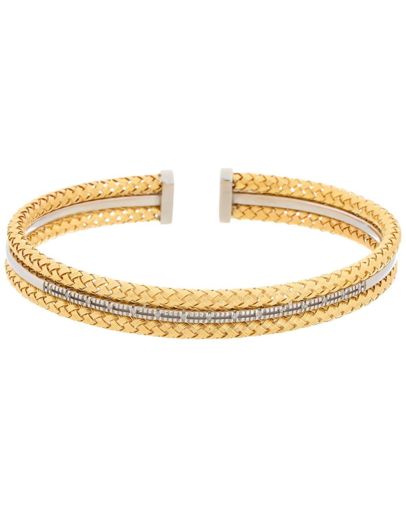 Meshmerise Sterling Silver with 18KT Vermeil Diamond Bangle