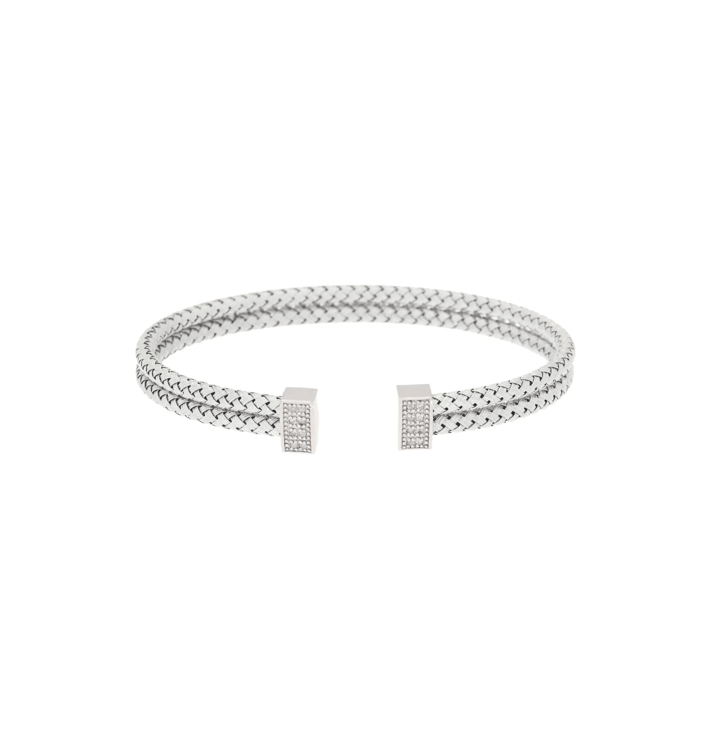 Meshmerise Sterling Silver with 18KT Vermeil Diamond Bangle