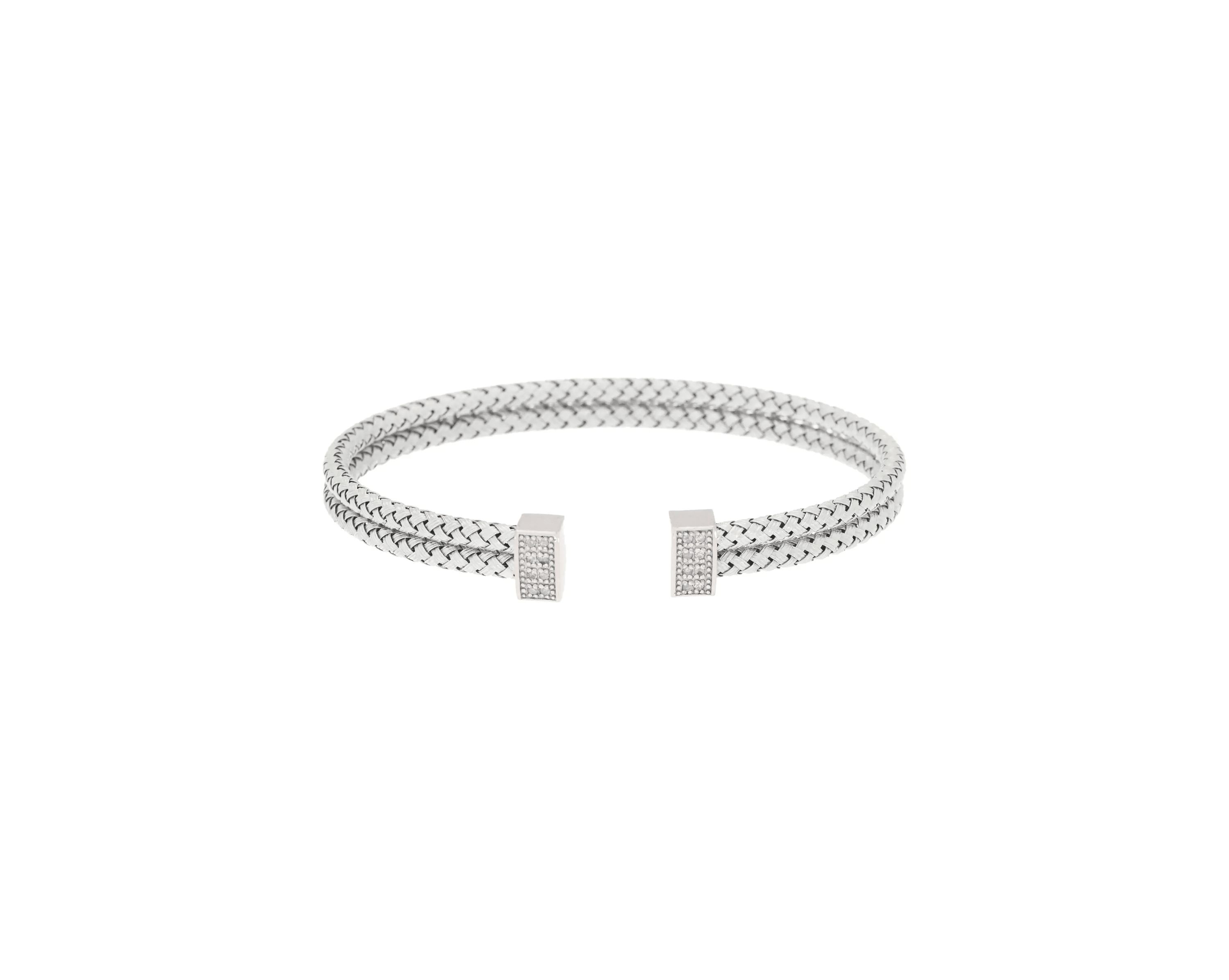 Meshmerise Sterling Silver with 18KT Vermeil Diamond Bangle