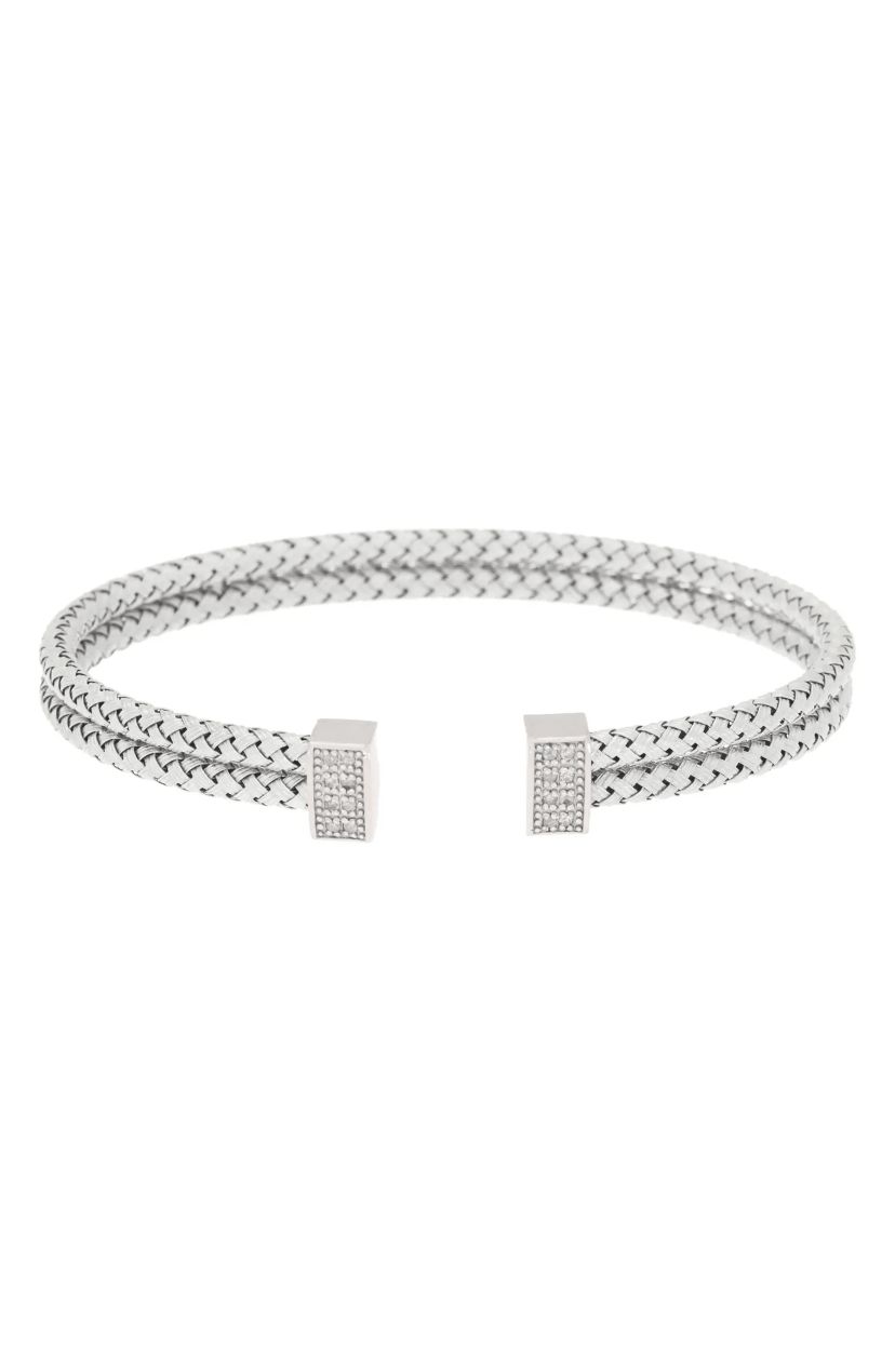 Meshmerise Sterling Silver with 18KT Vermeil Diamond Bangle