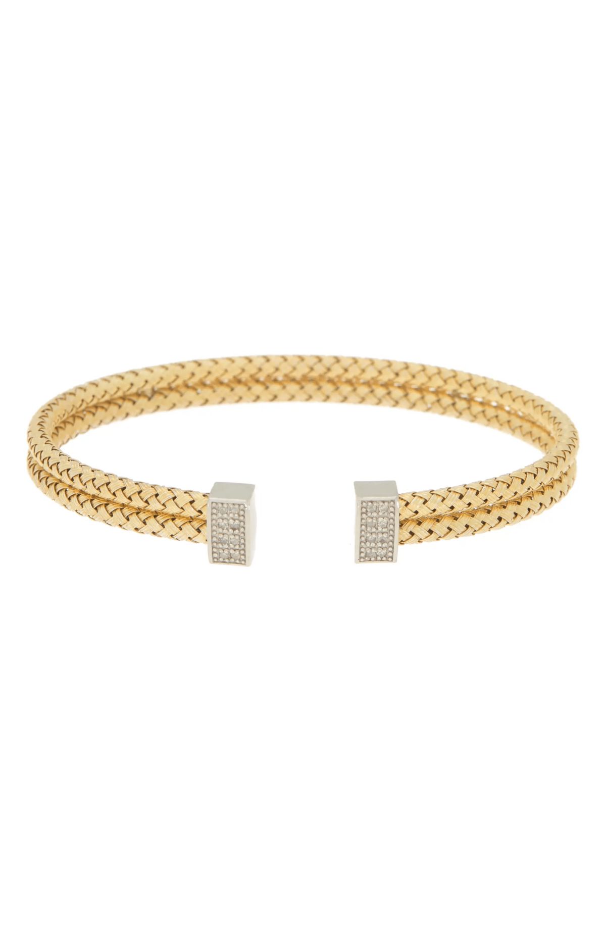 Meshmerise Sterling Silver with 18KT Vermeil Diamond Bangle